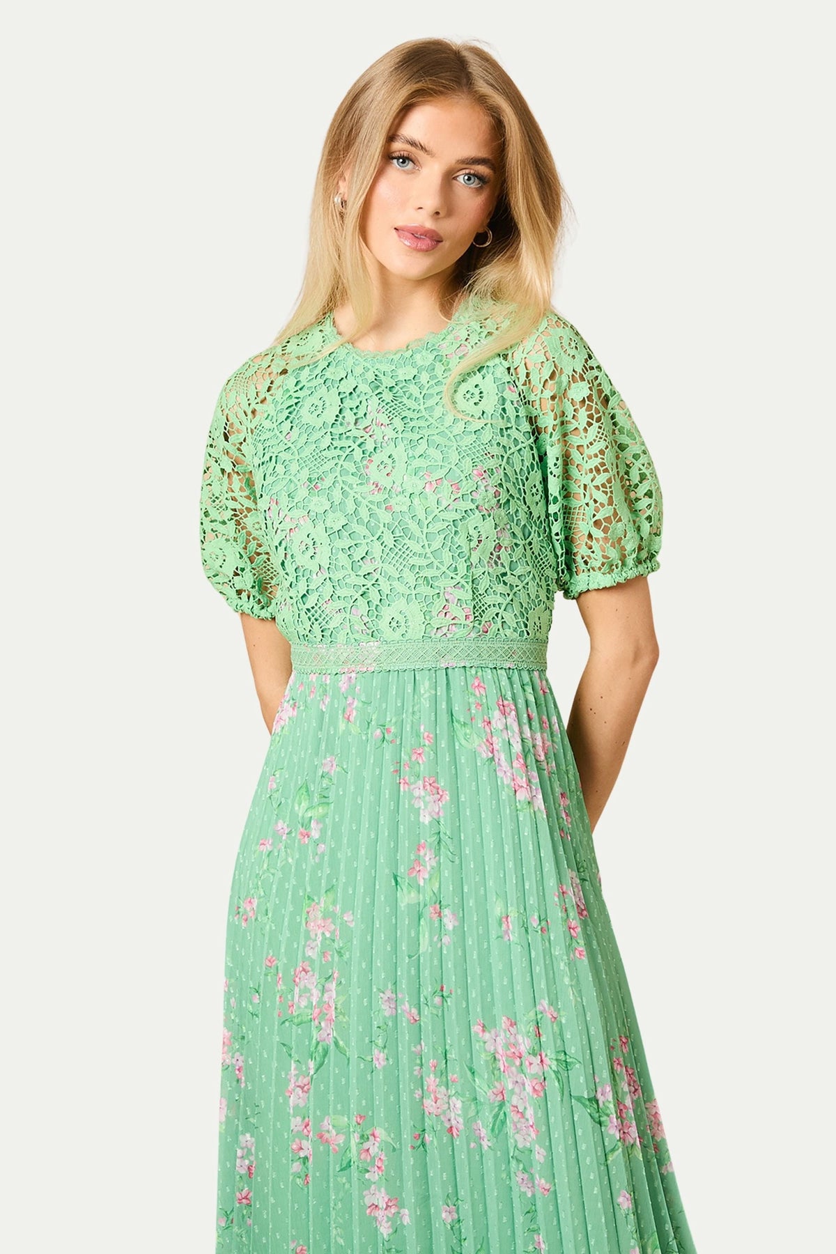 thumbnail image 4 of Oasis Romantic Bodice Midi Dress - Green, 2, 4 of 5
