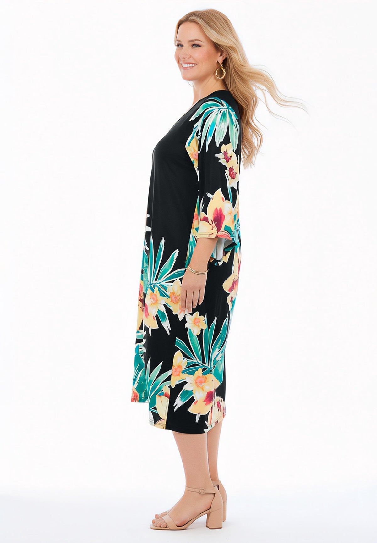 thumbnail image 3 of Catherines Women's Plus Size Angel Sleeve V-Neck Shift Dress, 3 of 3