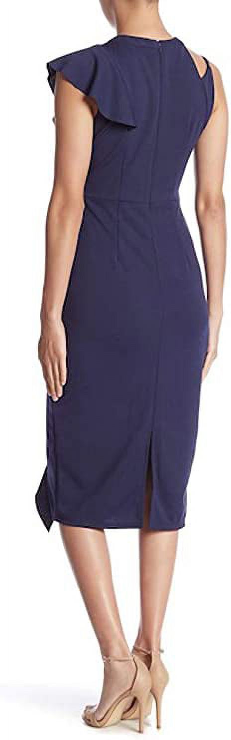 thumbnail image 2 of Marina Cascade Midi Sheath Dress, Navy - 4, 2 of 2