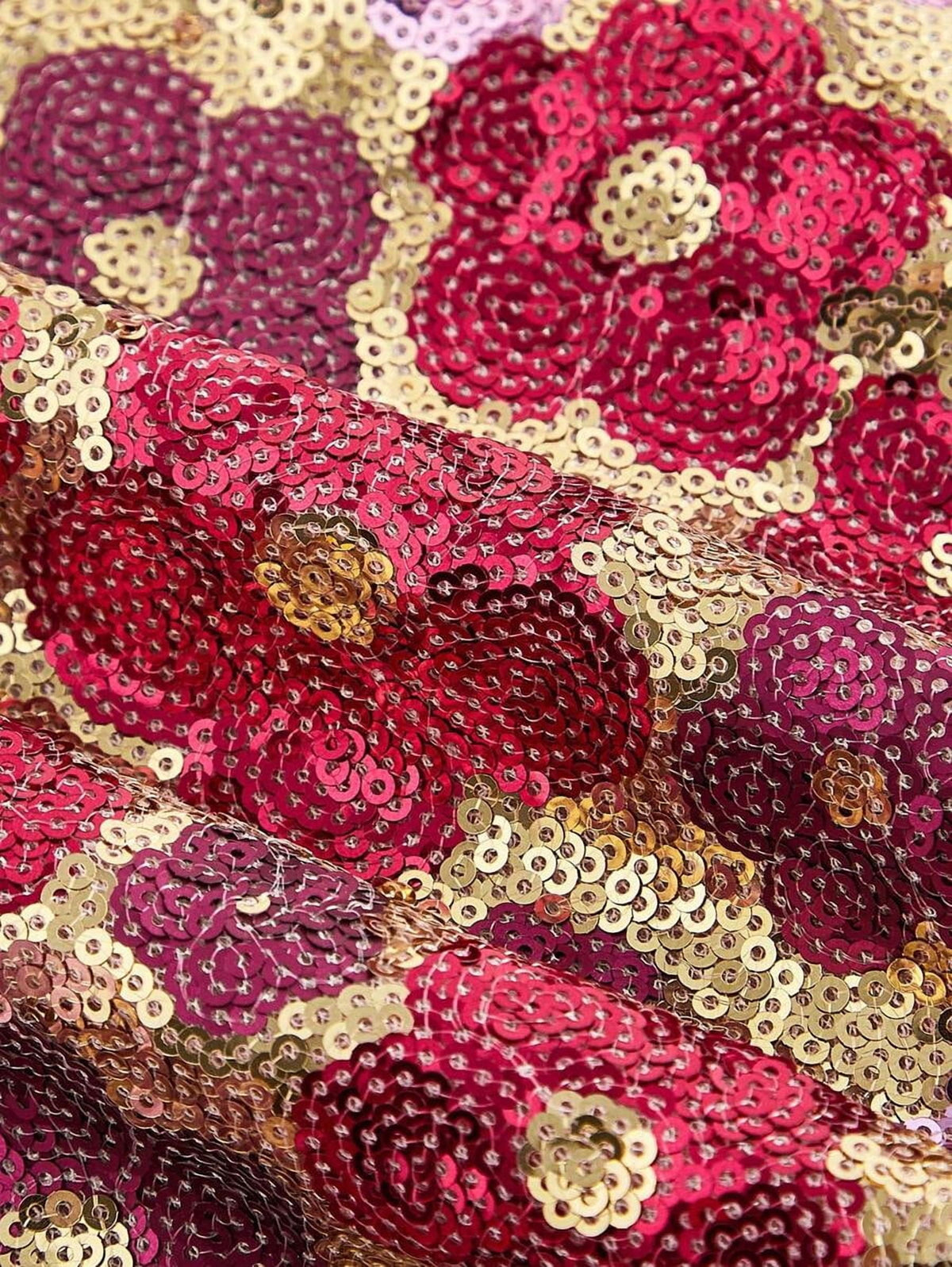 thumbnail image 4 of Hot Pink Floral Sequin Bodycon Mini Dress With Side Slit, 4 of 8