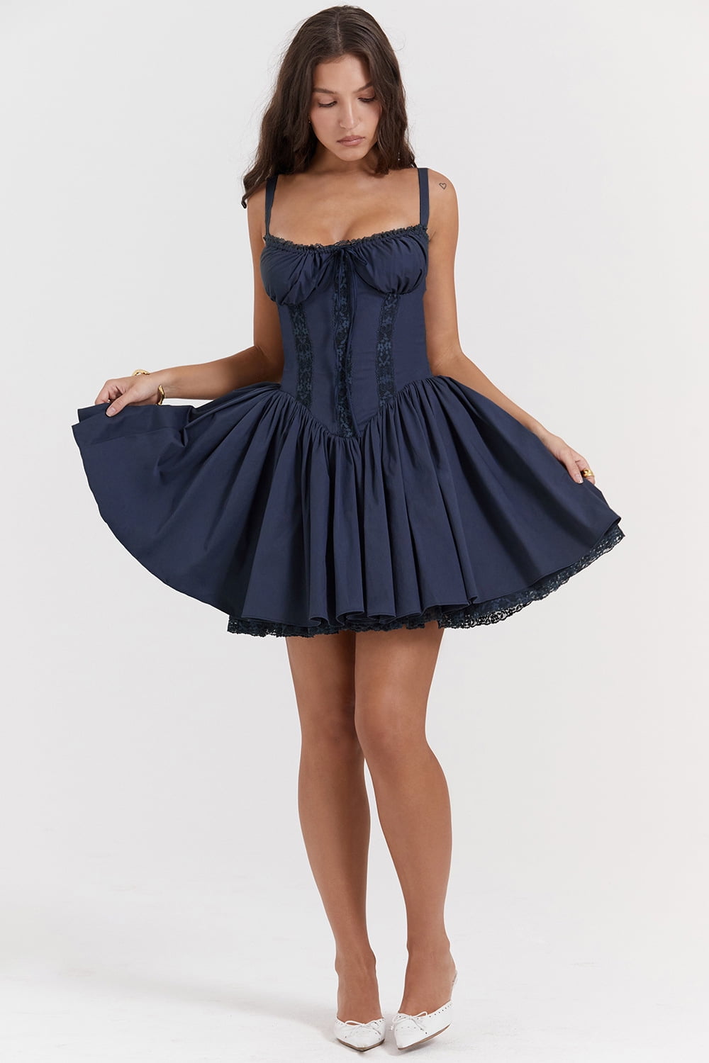 thumbnail image 6 of Eternatastic Women's Lace Mini Corset Dress Sleeveless Square Neck Bustier A-line Dresses, 6 of 7