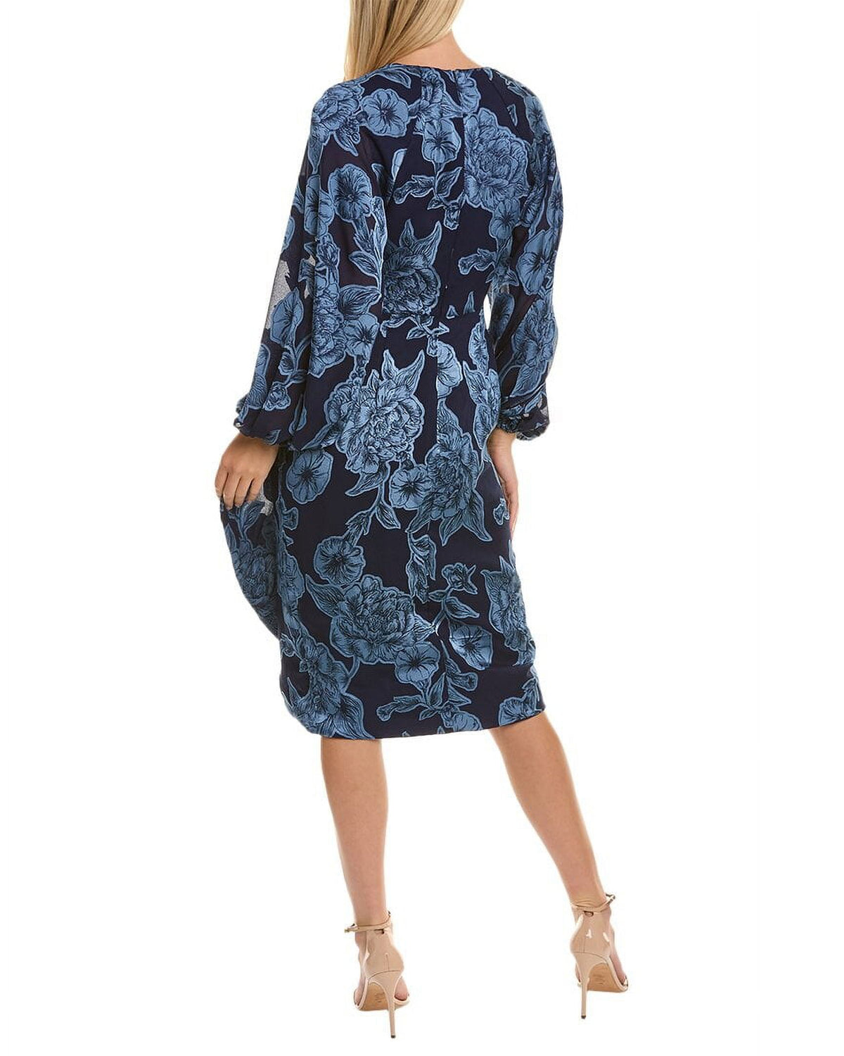 thumbnail image 2 of Theia womens Joslyn Bishop Midi Dress, 0, Navy, 2 of 4