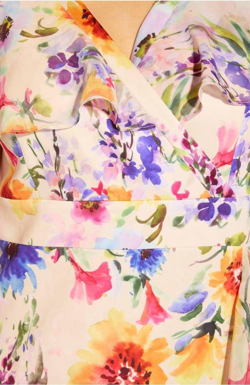 thumbnail image 4 of Adrianna Papell Women's Plus Size Floral Ruffled Midi Dress 24, Multicolor, 4 of 5