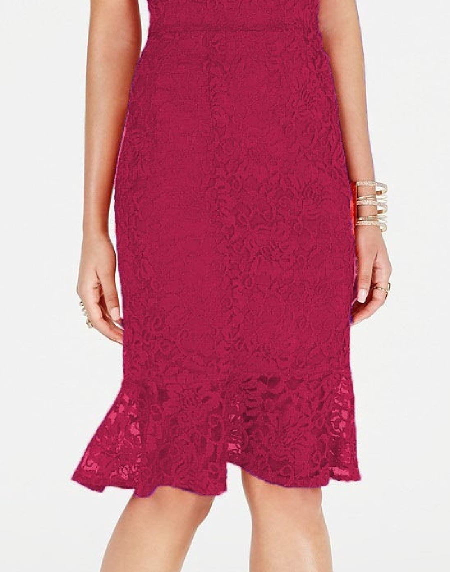 thumbnail image 2 of Thalia Sodi Short Sleeve Lace Dress Violet Berry M, 2 of 3