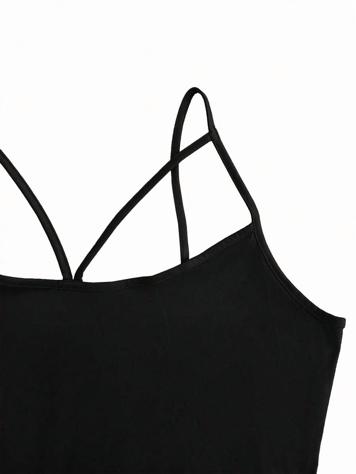 thumbnail image 5 of Plus Size Black Spaghetti Strap Bodycon Dress With Crisscross Detail, 5 of 5