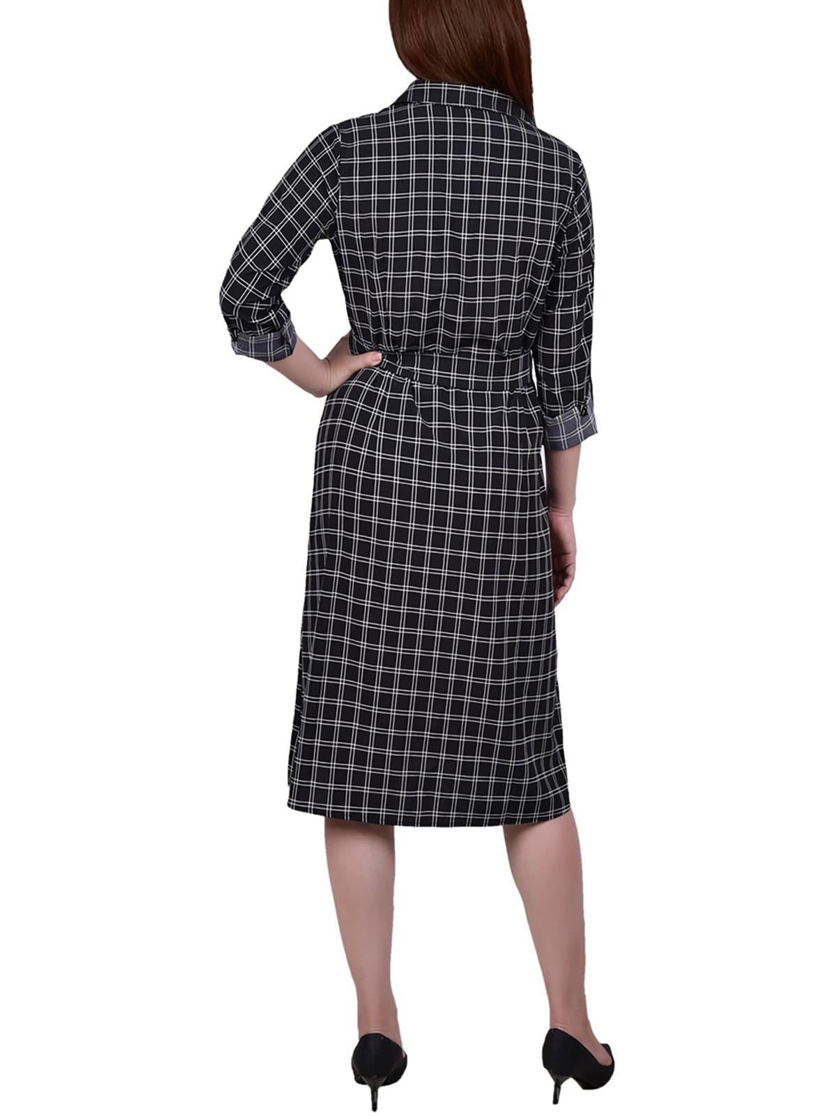 thumbnail image 2 of NY Collection Womens Petites Woven Animal Print Shirtdress, 2 of 2