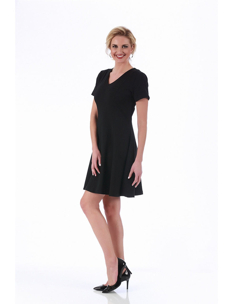 thumbnail image 5 of LaMonir Women's Rayon/Nylon/Spandex Short V-neck Short-sleeved Panel Dress, 5 of 5