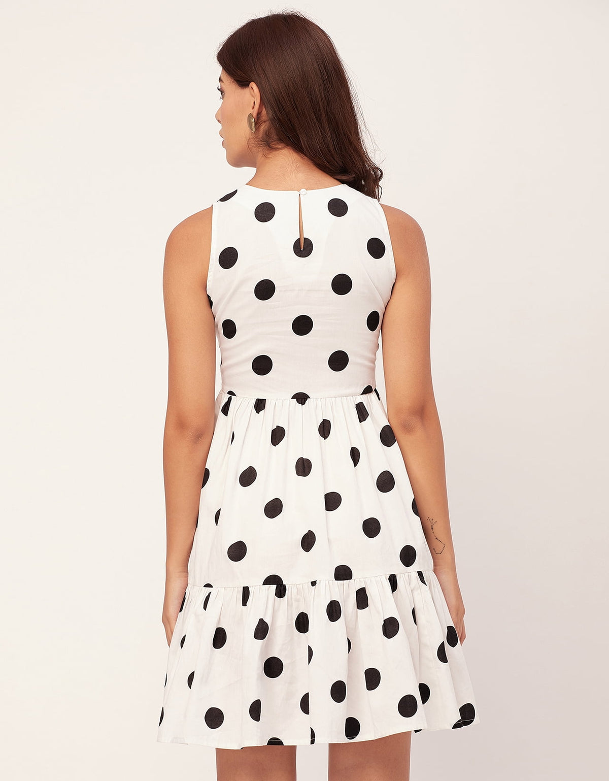thumbnail image 4 of Moomaya Trendy Printed Cotton Sleeveless Tiered Dress - Stylish Summer Sundress, 4 of 9