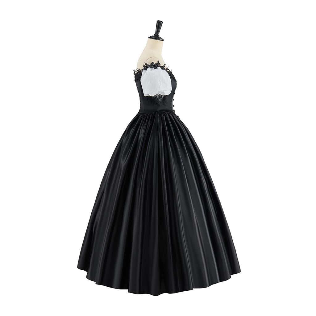 thumbnail image 4 of Gothic Victorian Ball Gown - Satin Fabric, Off Shoulder Lace Trim & White Puff Sleeves for Themed Gatherings, 4 of 7