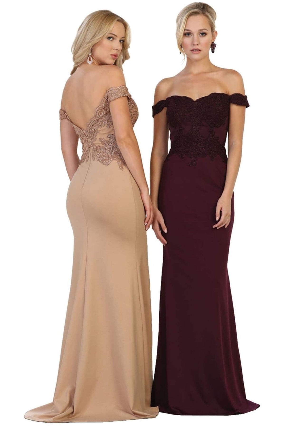thumbnail image 2 of Women's May Queen Red Bridesmaid Dresses Satin and Plus Size Gowns MQ1529 4, 2 of 11