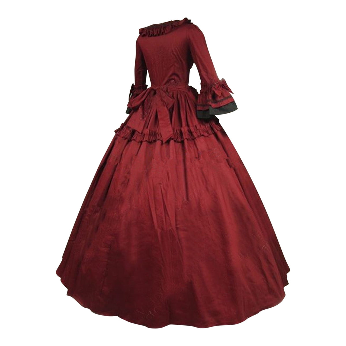 thumbnail image 3 of YFNNUP Women's Victorian Rococo Dress Vintage Costume Masquerade Theme Halloween Gown Renaissance Faire Maxi Dresses Red,L, 3 of 3