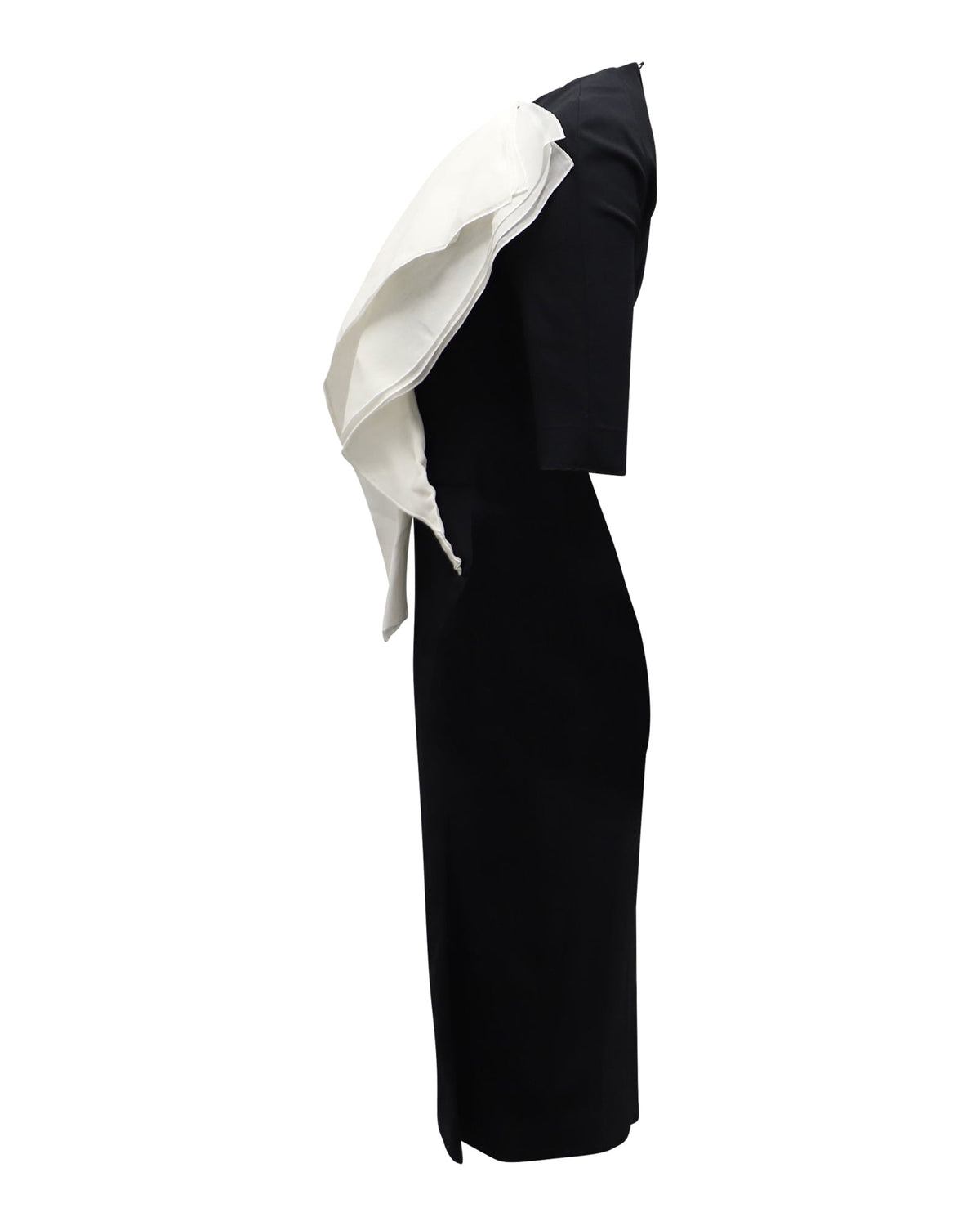 thumbnail image 2 of Pre-Owned Antonio Berardi Contrast Ruffle Sheath Dress in Black Acetate, 2 of 5