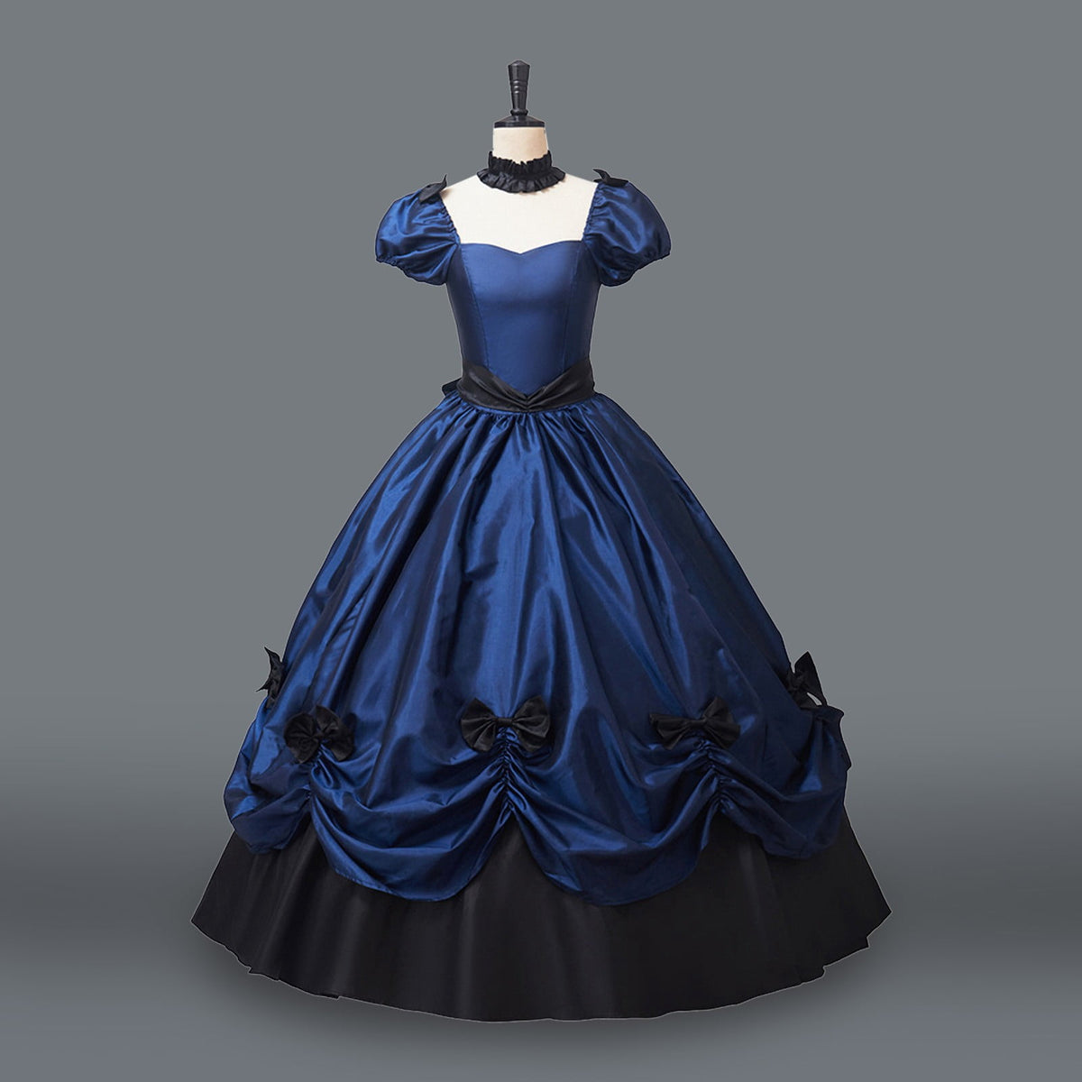 thumbnail image 2 of RGGEEUN Women's Victorian Court Style Dress, Lace Patchwork Flared Sleeve Gown, Retro Party Wear for Ball and Performance, 2 of 5