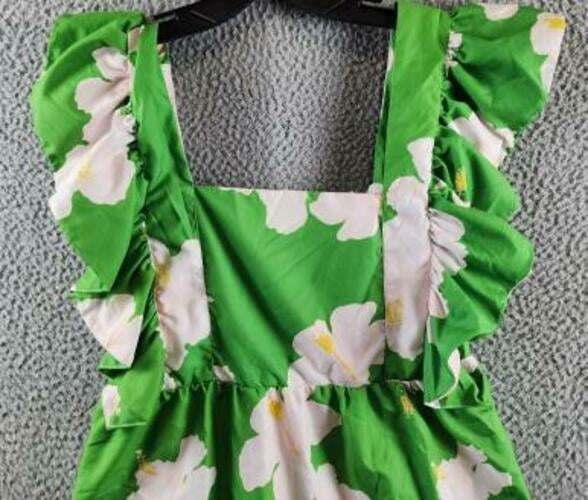 thumbnail image 2 of The Lulo Project Floral Dress Women's XL Green Square Neck Retail:$310.00, 2 of 6