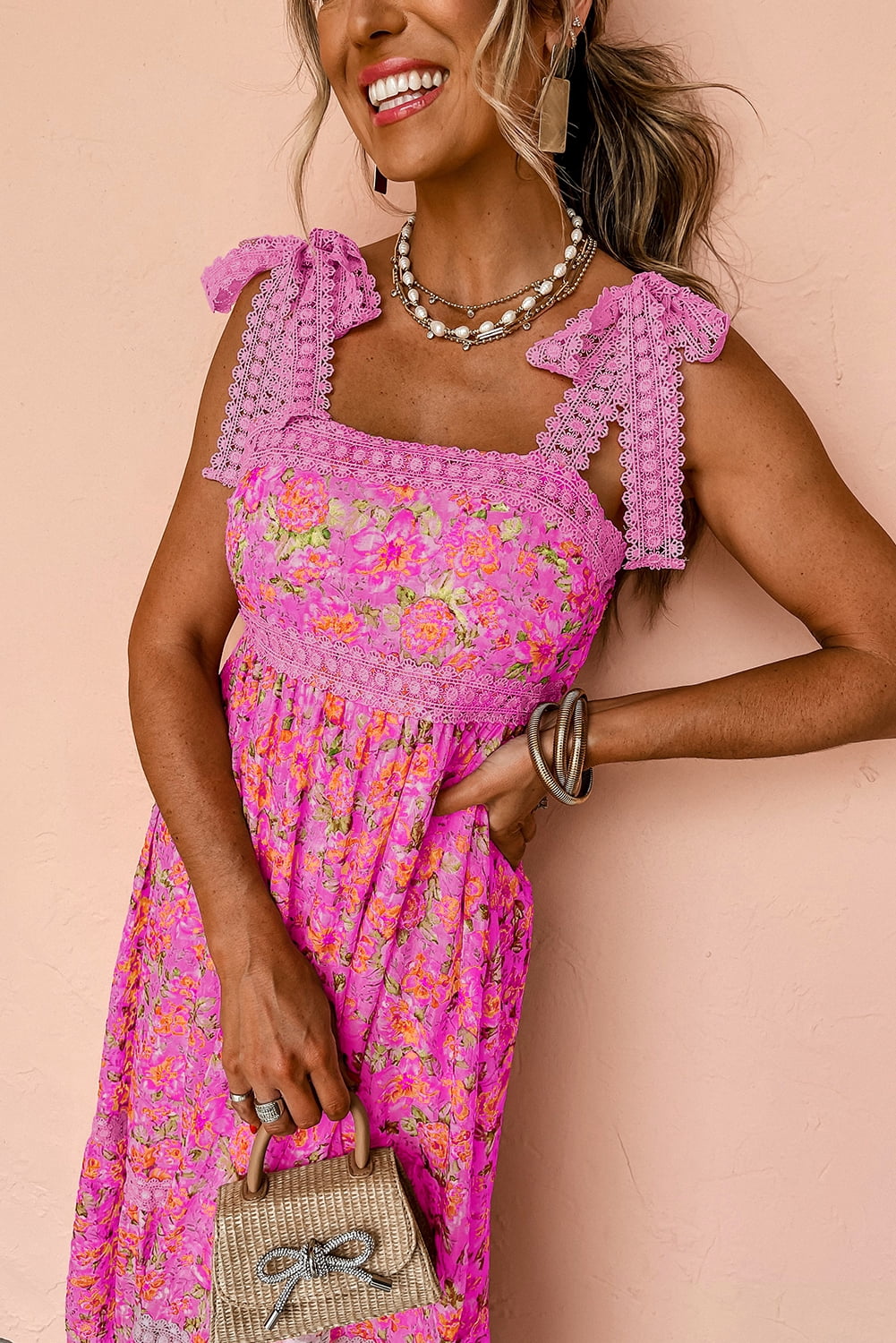 thumbnail image 5 of Sleeveless Empire Waist Long Dress with Vibrant Floral Design - Ideal for Special Occasions | [ZhiHiMeRi] | (US 8-10)M, 5 of 6