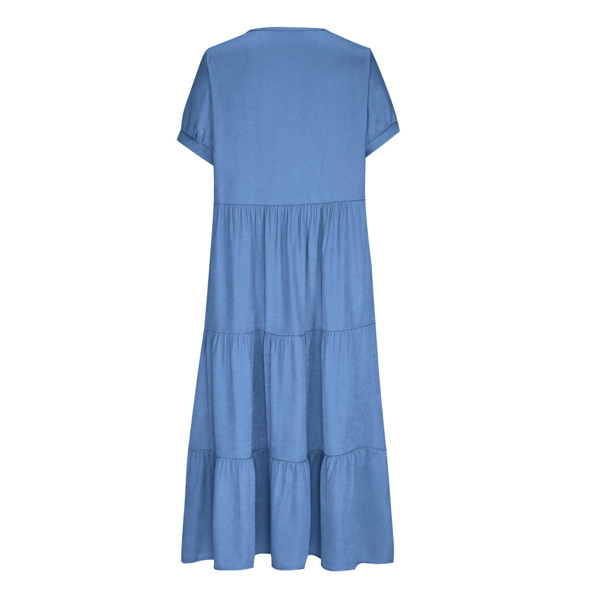 thumbnail image 5 of OSFVNOXV Denim Look Dress for Women Plus Size Summer Boho Loose Tiered Maxi Dress Casual V-Neck Flowy A-Line Tunic Shirt Dress,S-5XL, 5 of 6