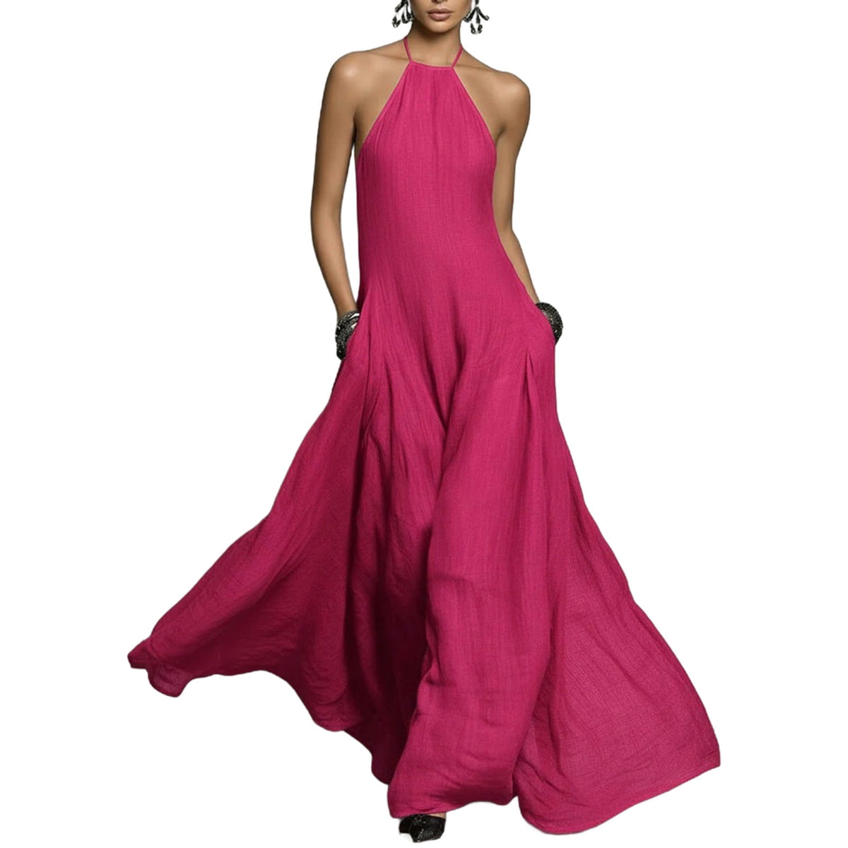 thumbnail image 2 of Uootdi Maxi Dresses for Women Halter Neck Sleeveless Backless Dresses Flowy Elegant Formal Party Long Dresses Gift, 2 of 6