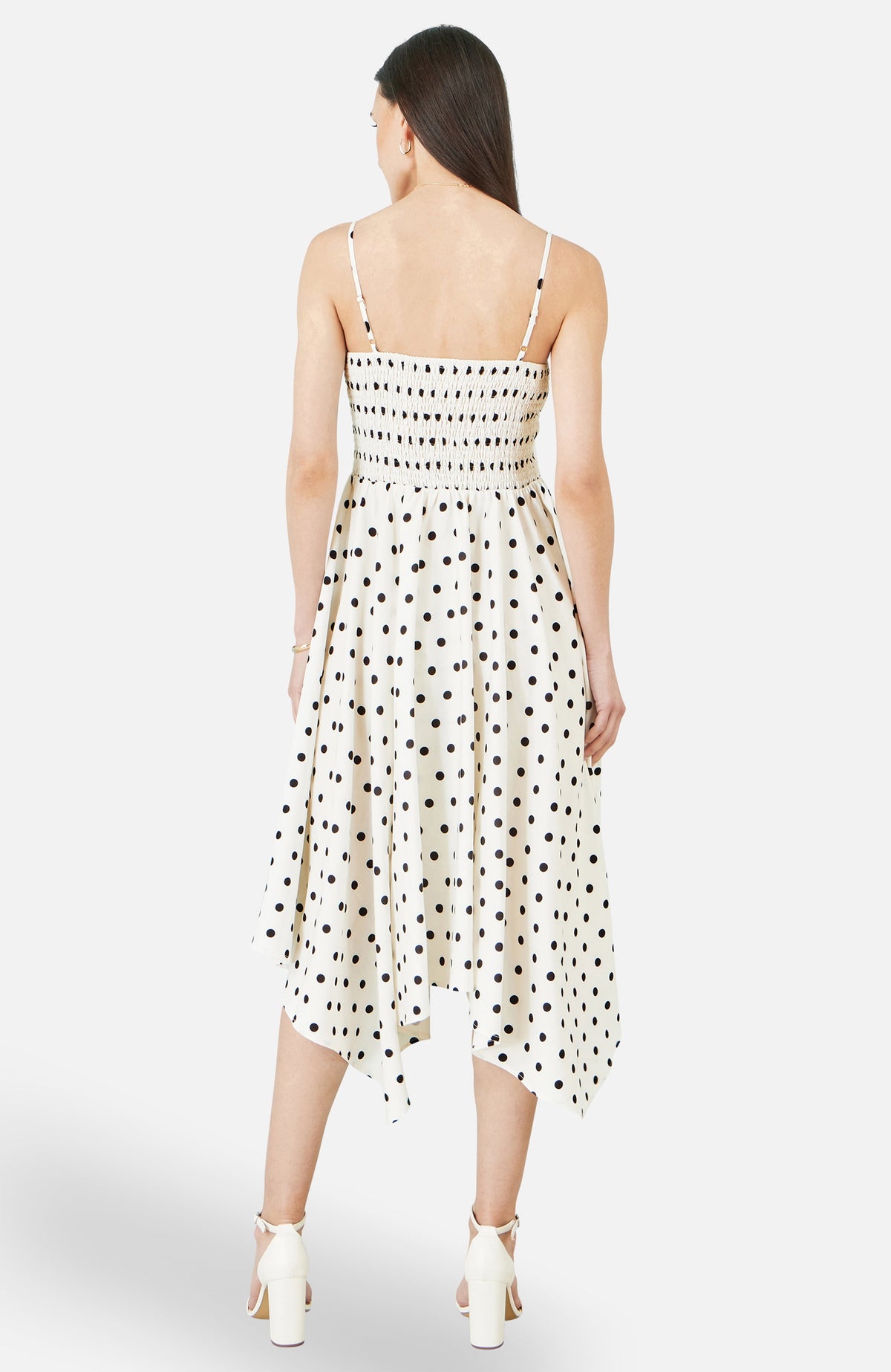 thumbnail image 2 of Yumi Square Neck Hankerchief Hem Dress - White, 4, 2 of 5