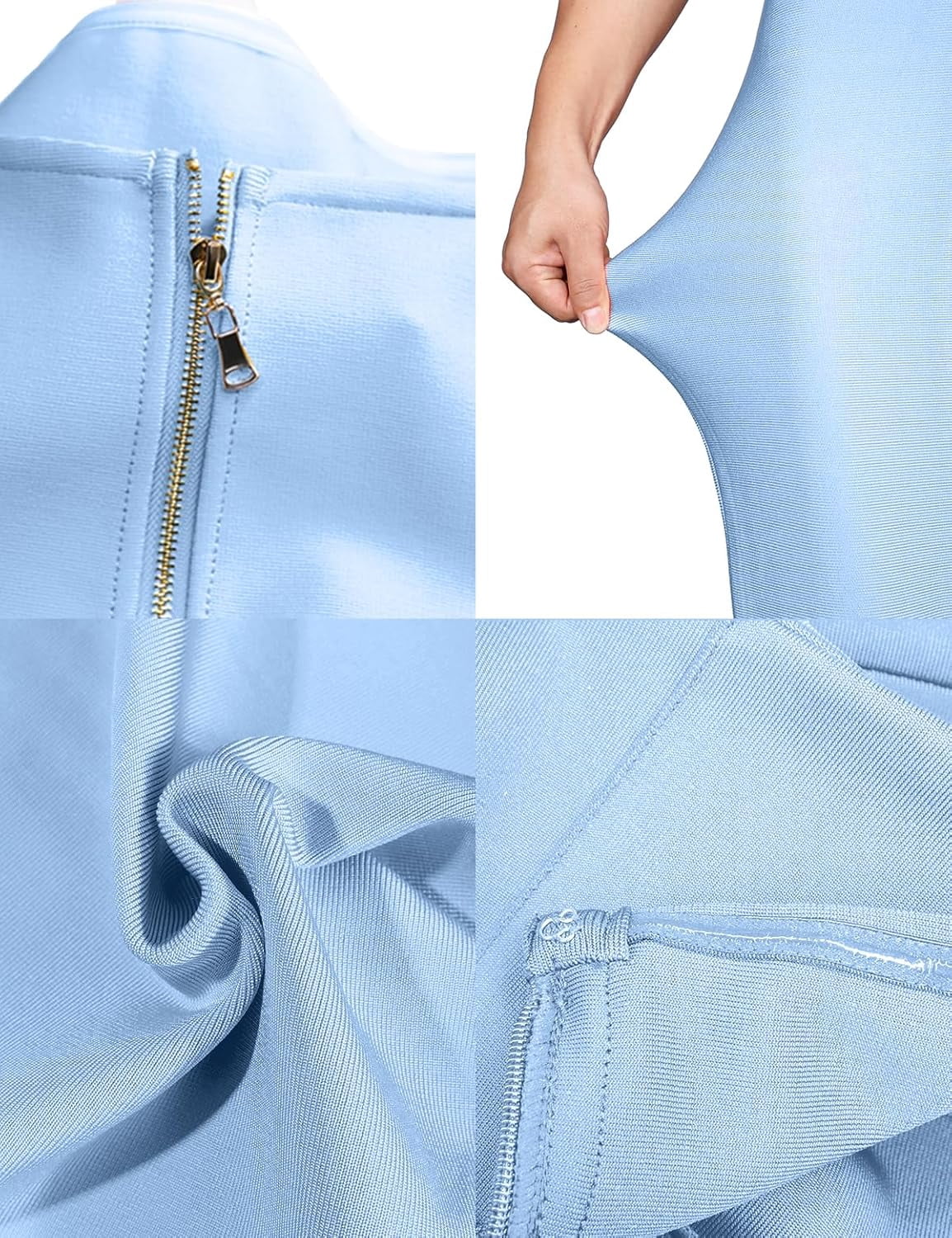 thumbnail image 3 of Womens Halter Fishtail Bandage Party Dress Elegant Wedding Guest Dress Color Ice Blue Medium, 3 of 6