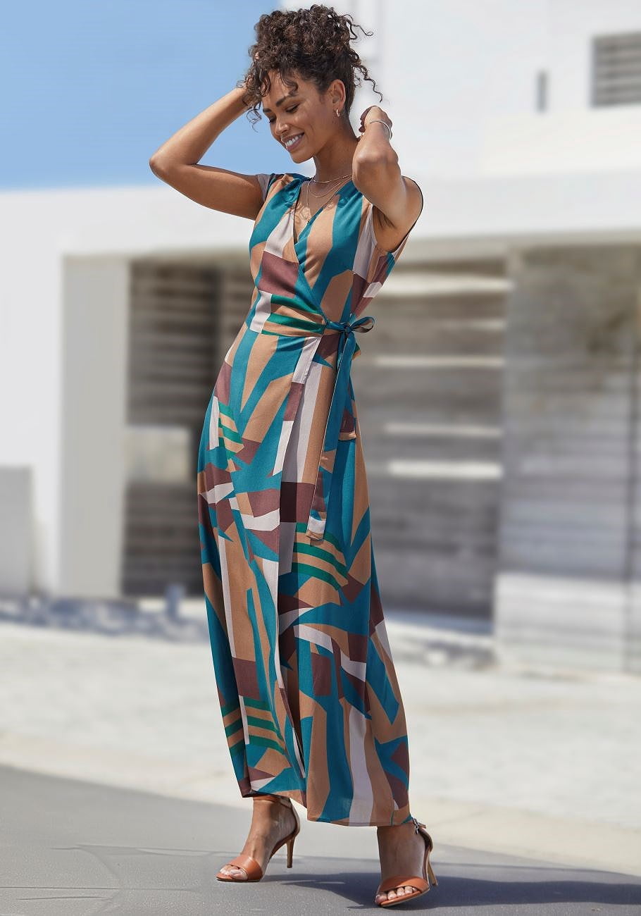 thumbnail image 3 of LASCANA Women's Wrap Maxi Dress Tie, 3 of 5