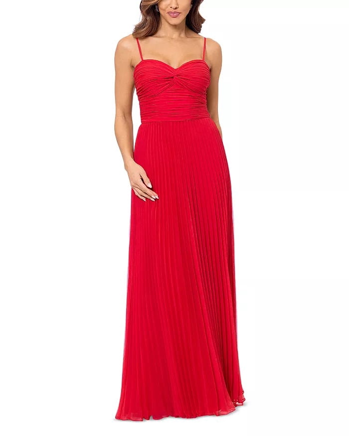 thumbnail image 1 of Aqua RED Women's Pleated Chiffon Gown, US 0, 1 of 4