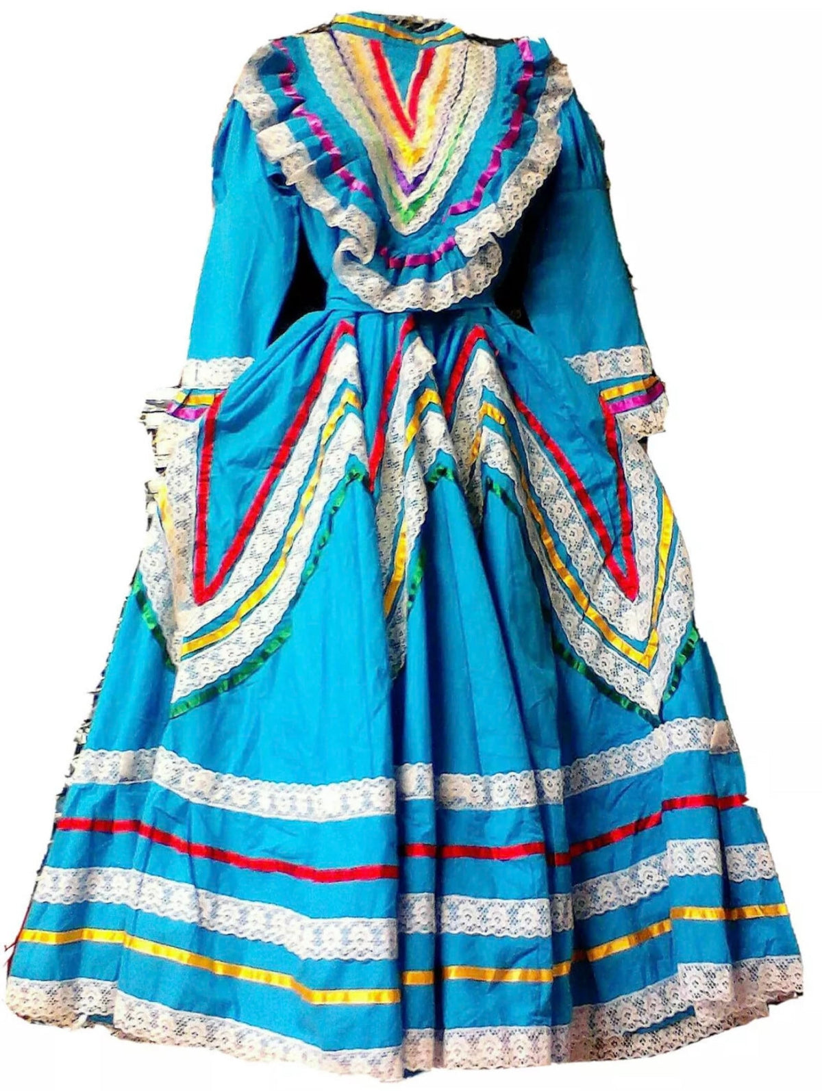 thumbnail image 1 of Border Merchant Womens Jalisco Dress Wide Skirt Folklorico Small Turquoise, 1 of 3