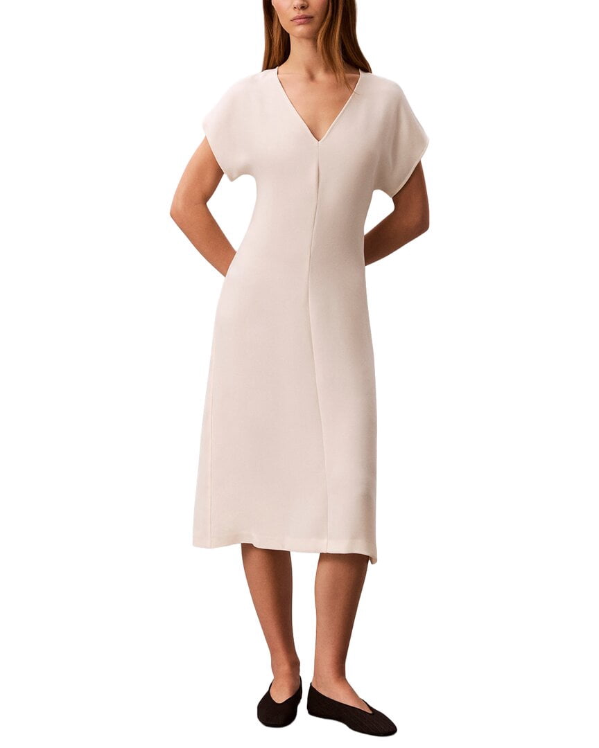 thumbnail image 1 of Calvin Klein womens Crepe Dolman Sleeve Midi Dress, m, Beige, 1 of 3