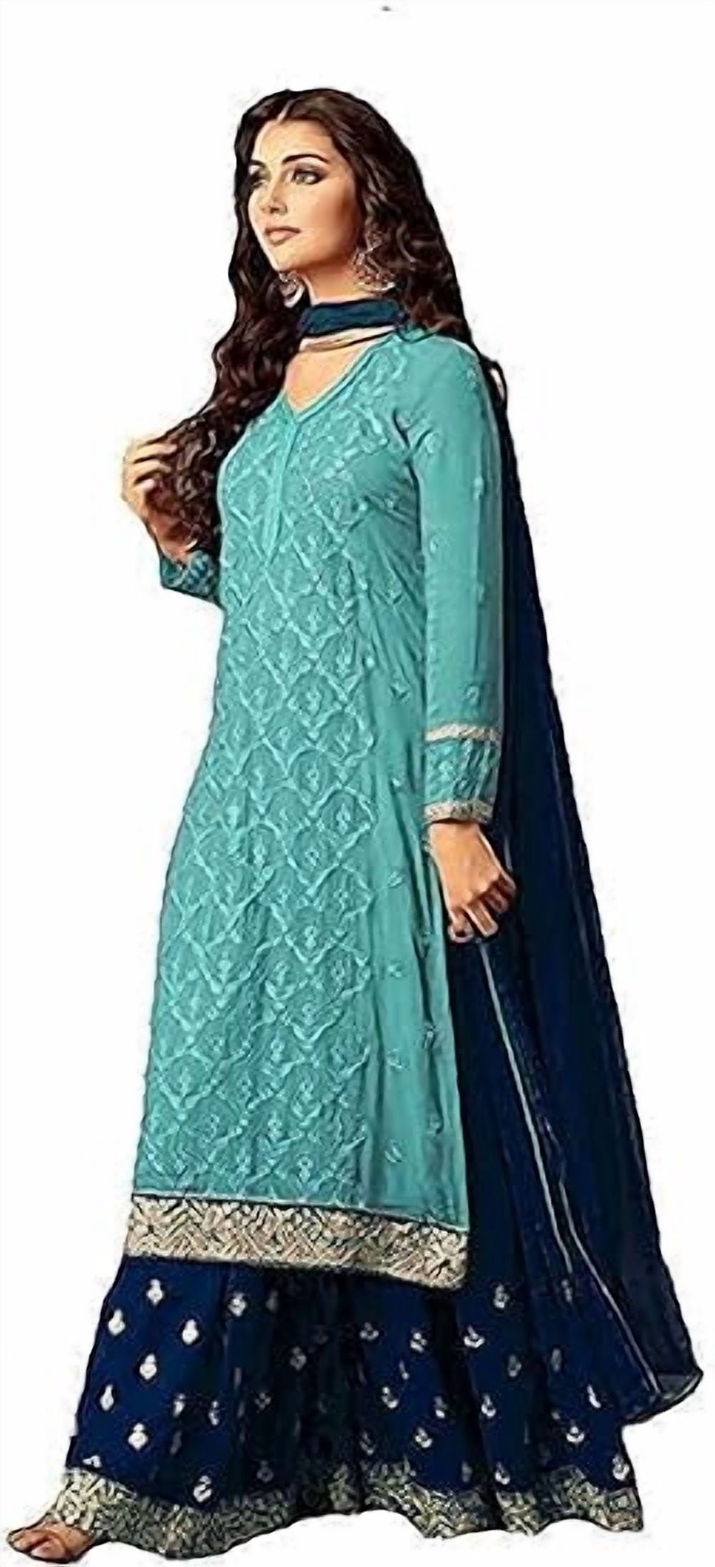 thumbnail image 1 of Designerharsha Indian Women wear Sewn Plazzo Suit, Embroidered Dress for Wedding, Festive Occasions Wear Salwar Kameez Dress, 1 of 4