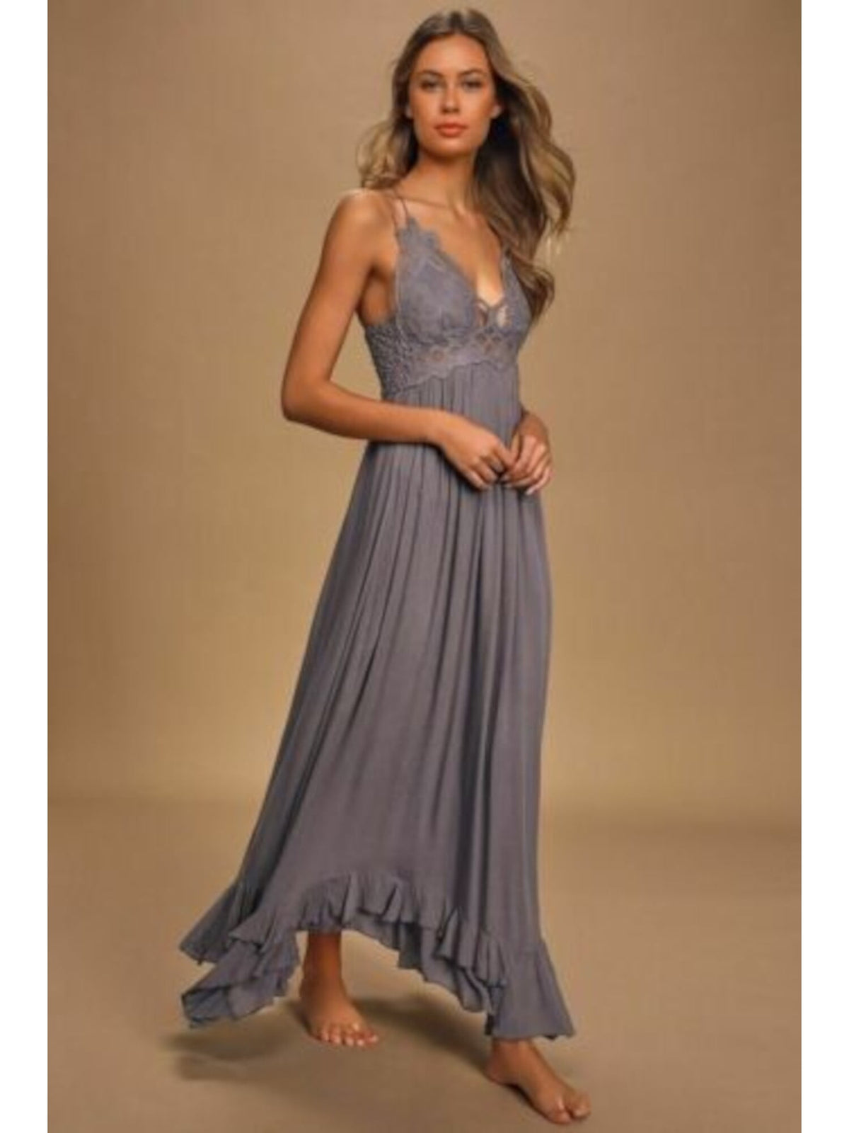 thumbnail image 1 of Free People Juniors' Adella Maxi Slip Dress, 1 of 4