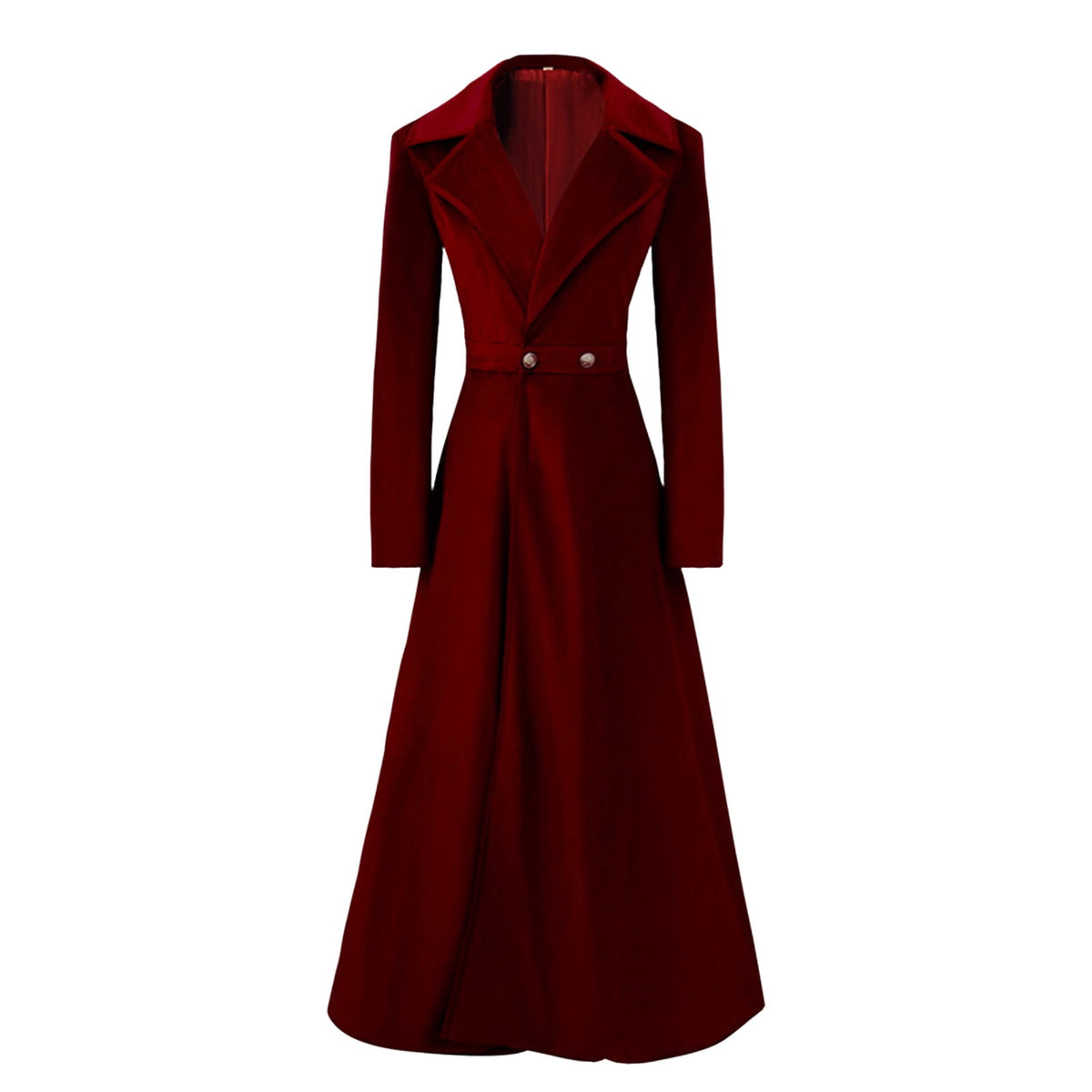 thumbnail image 1 of HEVRJEWJD Women Elegant Asymmetric Long Velvet Coat Lightweight Slim Fit Casual Jacket for Halloween Christmas Cosplay Court Style Dress Up Red S, 1 of 9