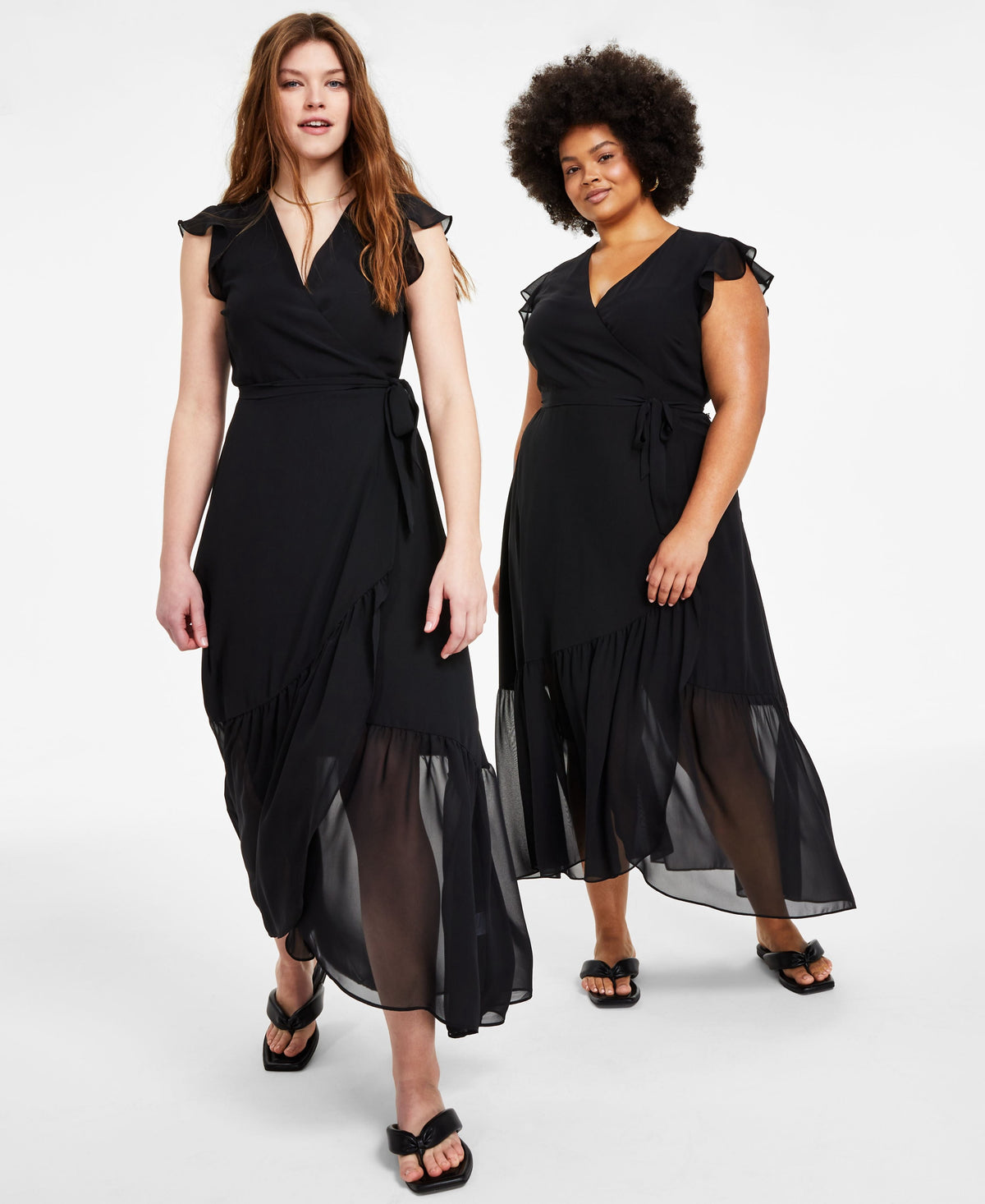 thumbnail image 1 of Maxi Wrap Dress Deep Black L, 1 of 1