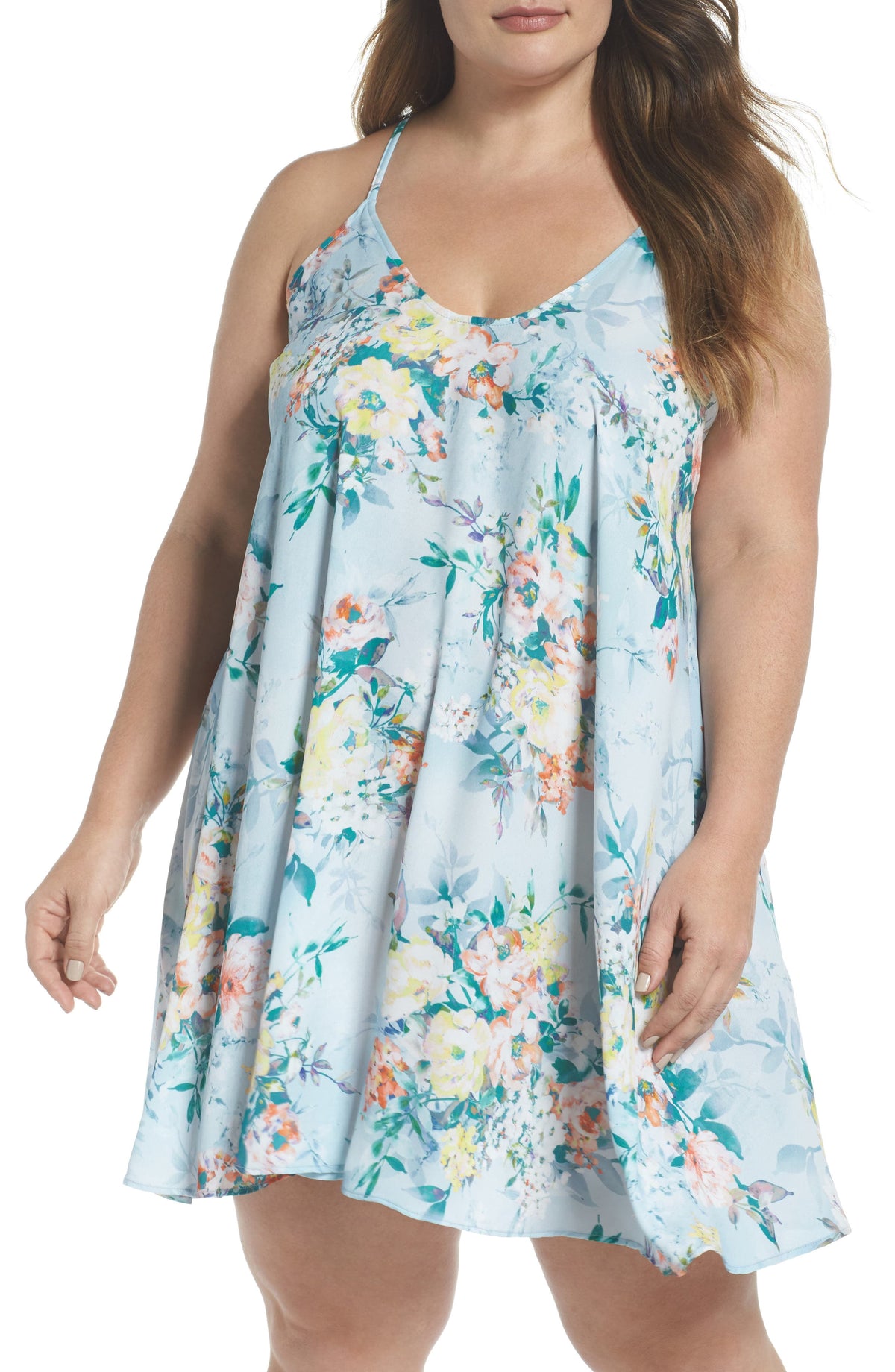 thumbnail image 1 of Plus Size Women's Becca Etc Femme Flora Cover-Up Dress Size 2X Blue, 1 of 2