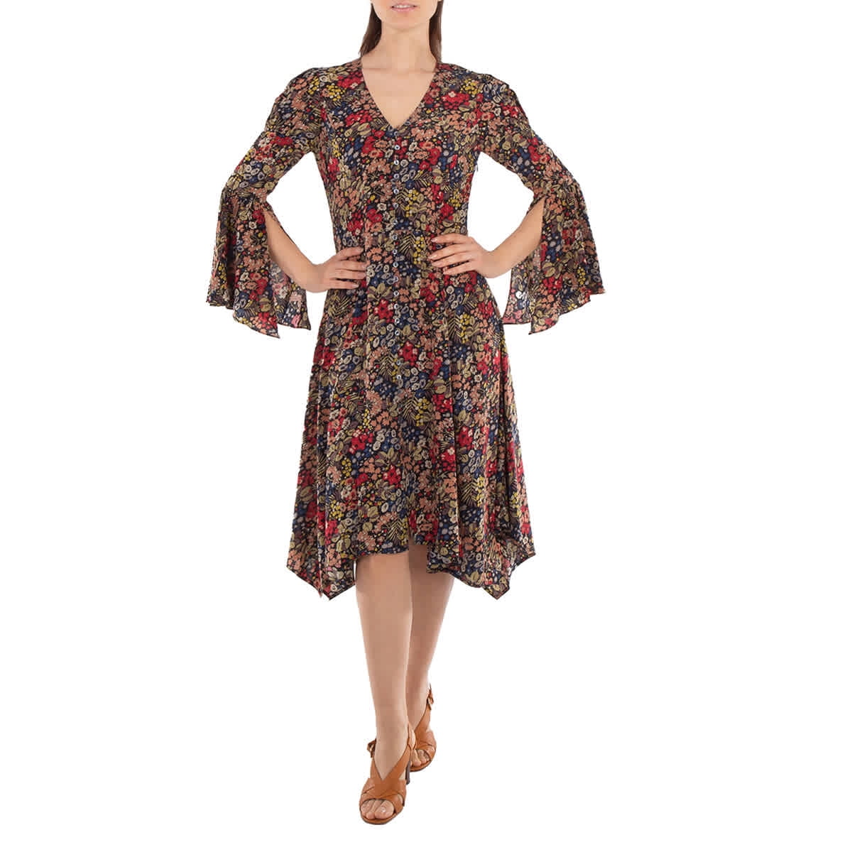 thumbnail image 1 of Polo Ralph Lauren Floral Pattern V-Neck Dress, Size 2, 1 of 1
