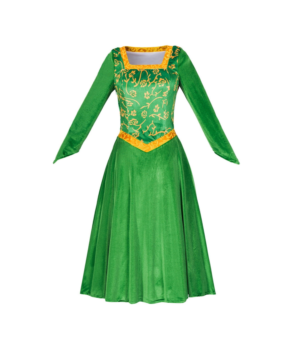 thumbnail image 1 of Princess Fiona Luxurious Green Velvet Dress Costume For Female, 1 of 6