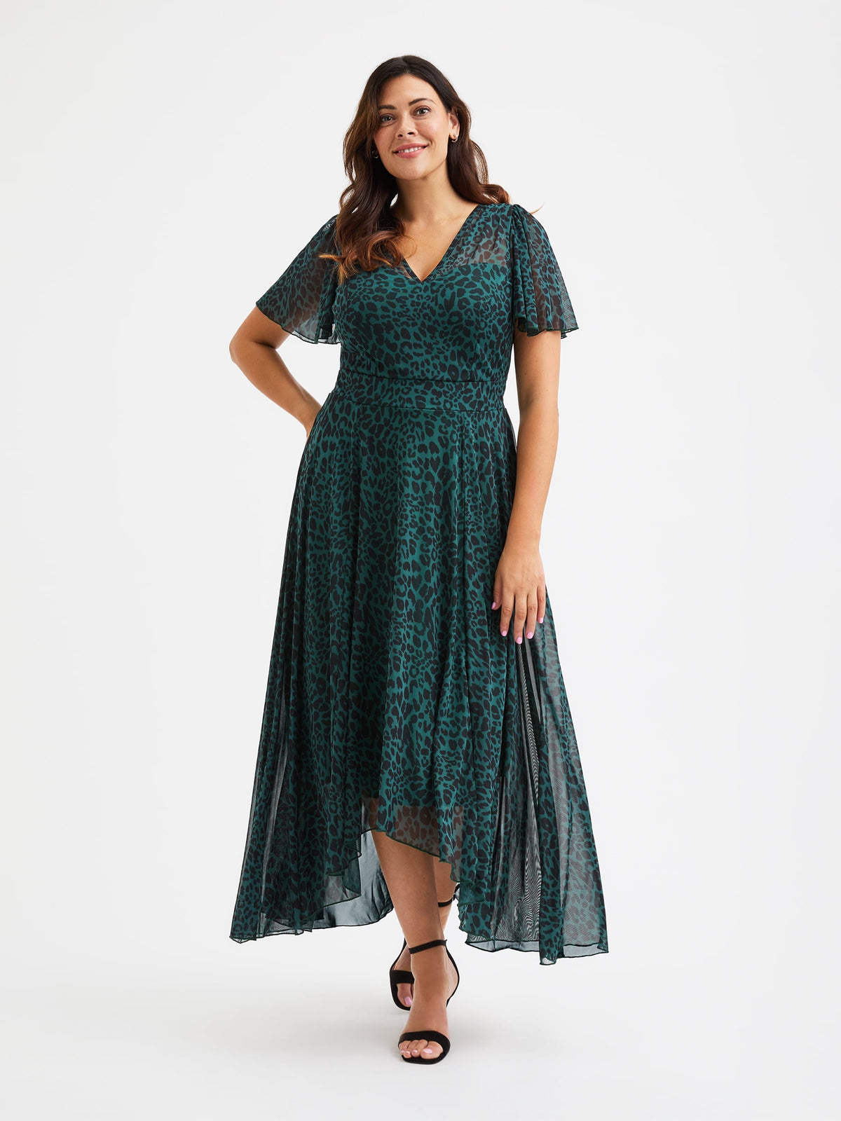 thumbnail image 1 of Scarlett & Jo Tilly Animal Print Sweetheart Dress - Green, 8, 1 of 5