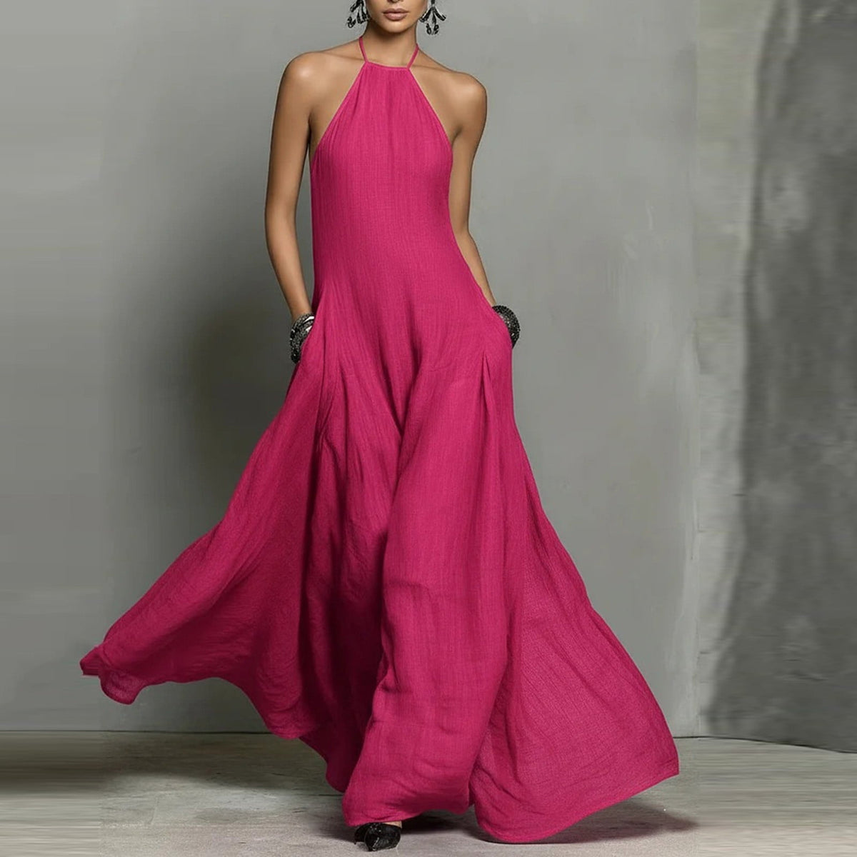 thumbnail image 1 of Uootdi Maxi Dresses for Women Halter Neck Sleeveless Backless Dresses Flowy Elegant Formal Party Long Dresses Gift, 1 of 6