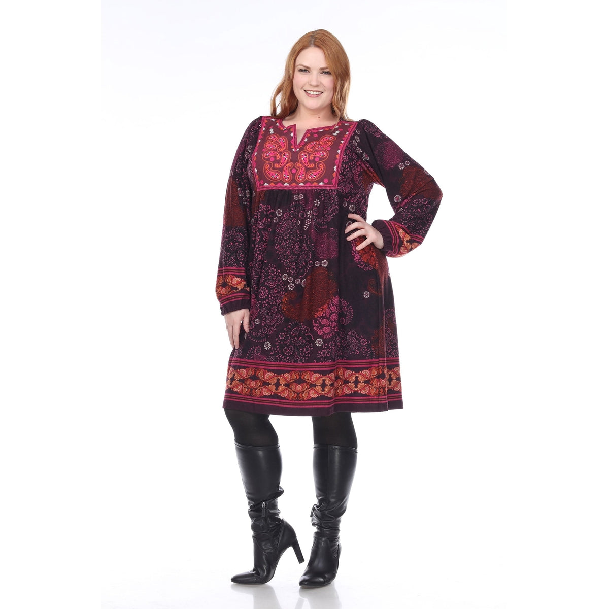 thumbnail image 1 of White Mark Women's Plus Size Apolline Embroidered Sweater Dress, 1 of 4