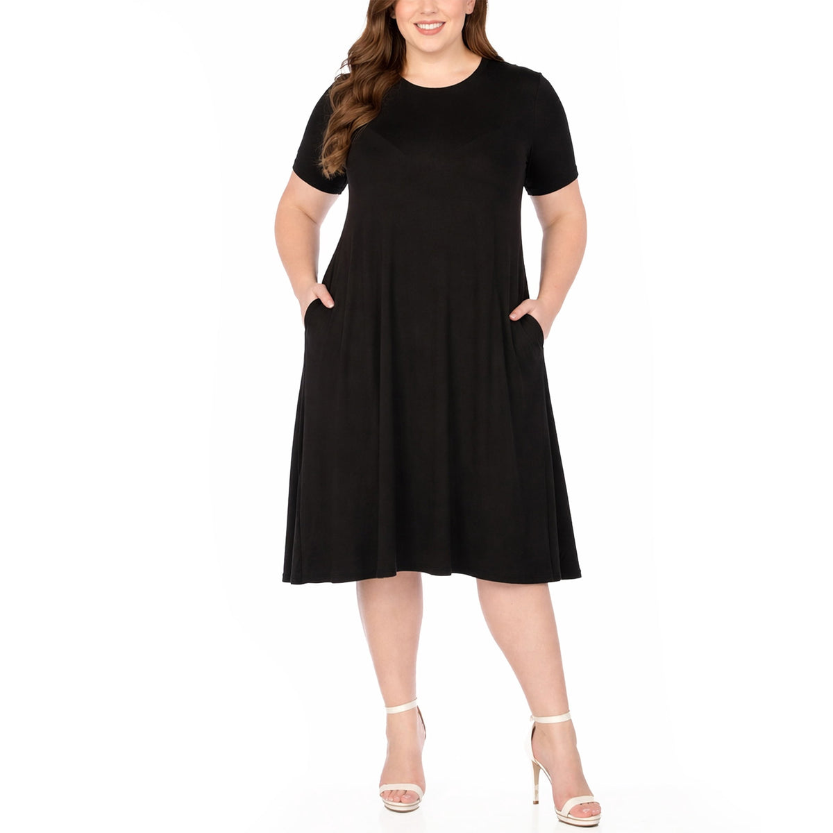 thumbnail image 1 of White Mark Women's Plus Size Tee Swing Midi Dress, Sizes 1X-3X, 1 of 6