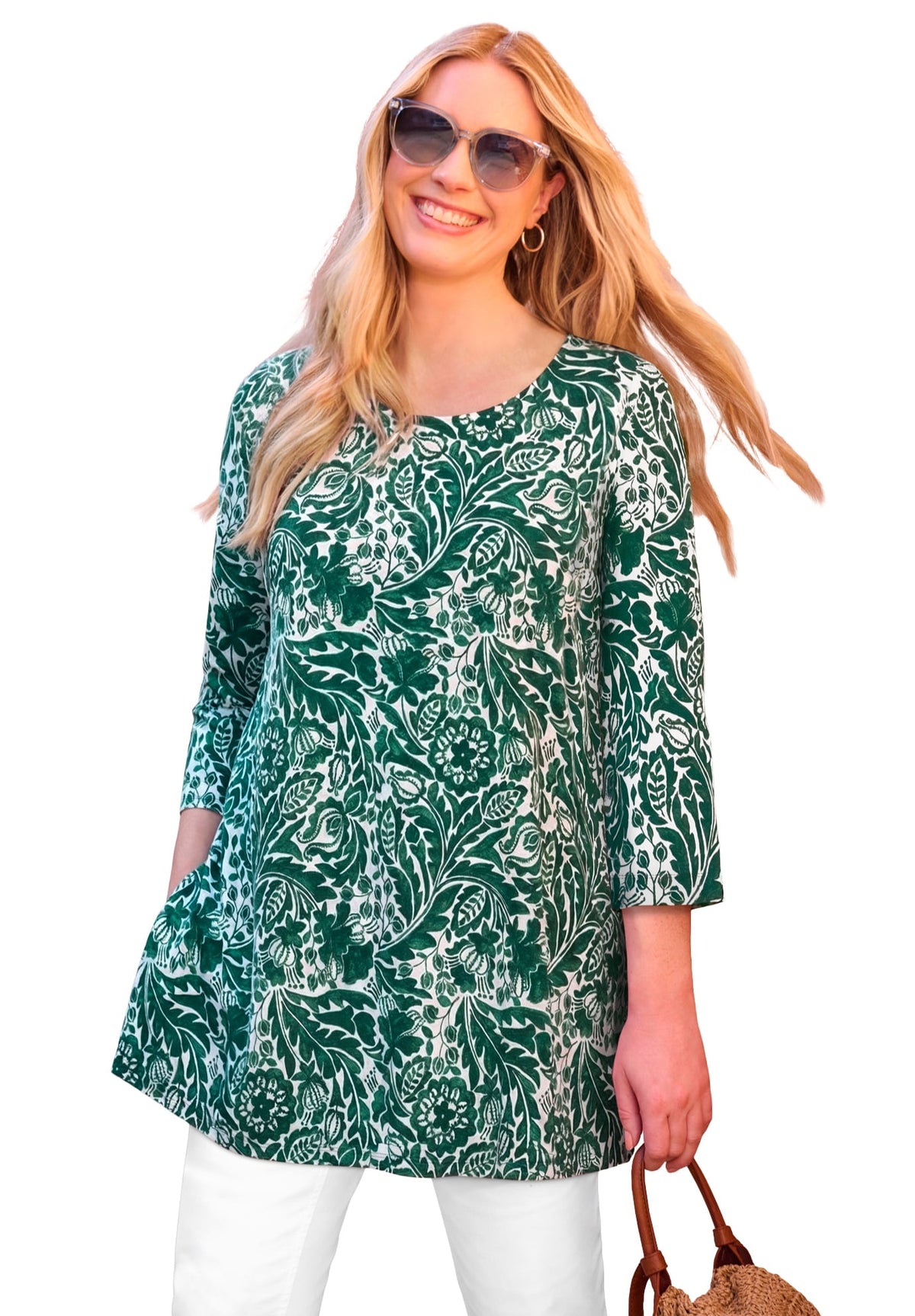 thumbnail image 1 of Woman Within Plus Size 2-Pocket Swing Tunic, 1 of 6