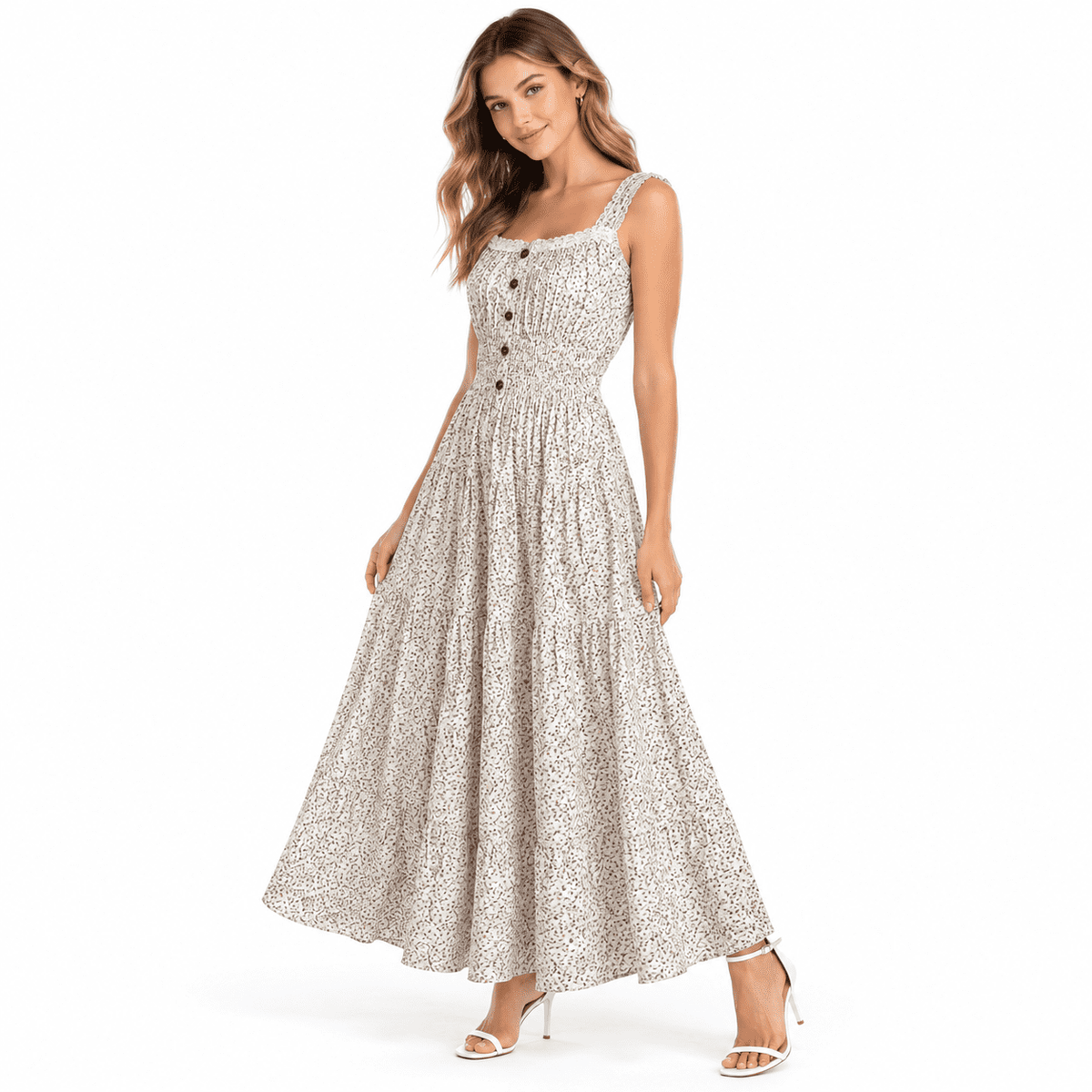 thumbnail image 1 of Women's 2026 Summer Boho Flprint Tiered Casual Flowy Long Maxi Dress, 1 of 6
