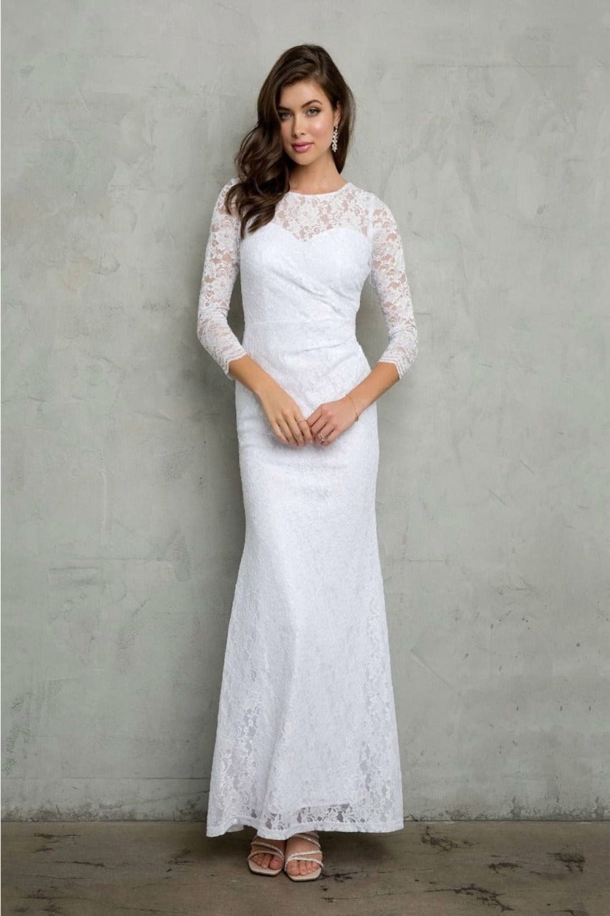 thumbnail image 1 of Women's Eva USA Sheath Wedding Dress | White Bridal Gown 3397B 4XL, 1 of 1