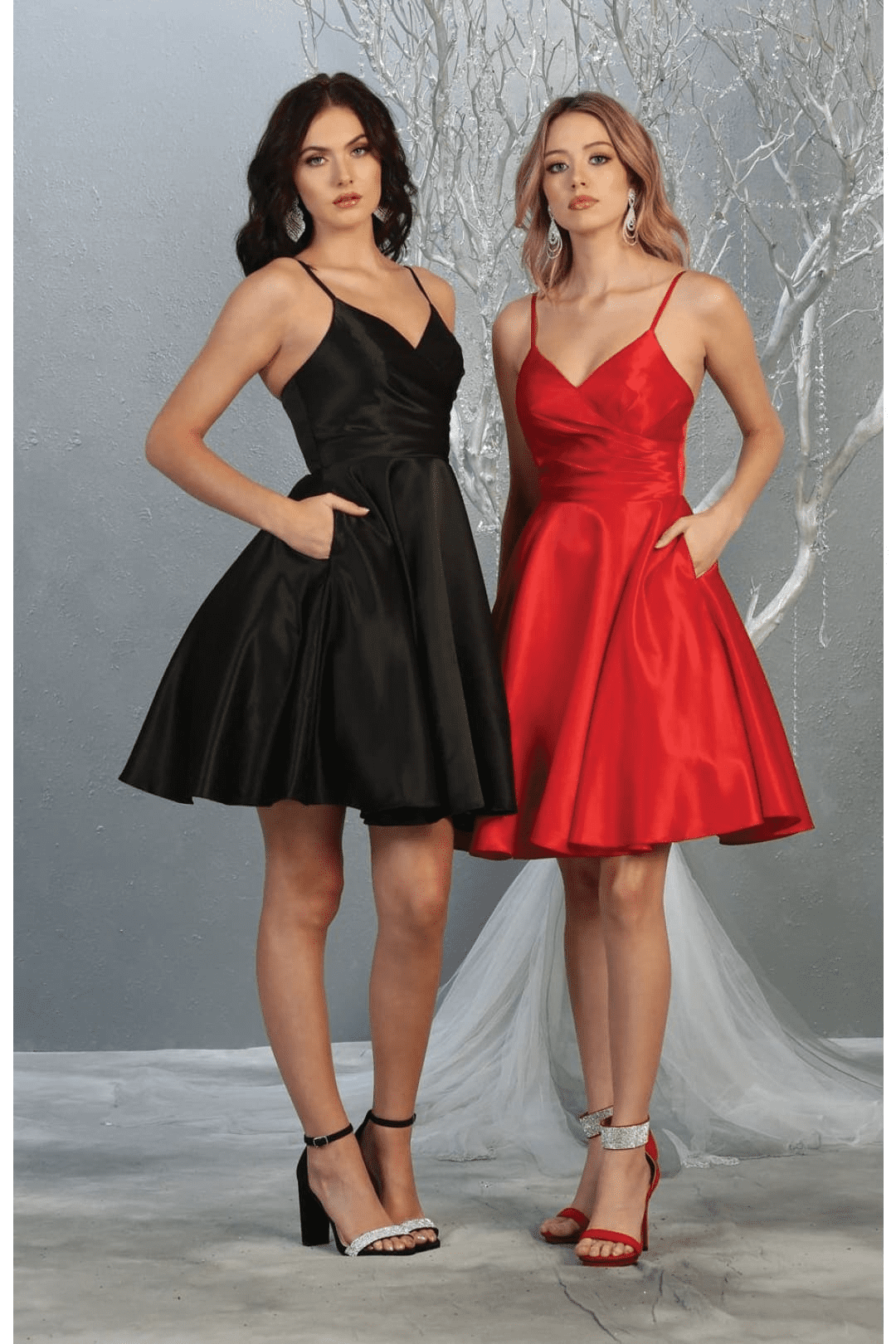thumbnail image 1 of Women's May Queen MQ1654 A Line Spaghetti Strap Short Cocktail Dress Black 6, 1 of 1