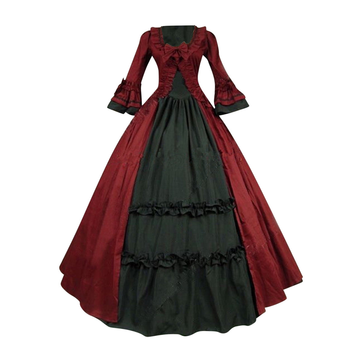 thumbnail image 1 of YFNNUP Women's Victorian Rococo Dress Vintage Costume Masquerade Theme Halloween Gown Renaissance Faire Maxi Dresses Red,L, 1 of 3