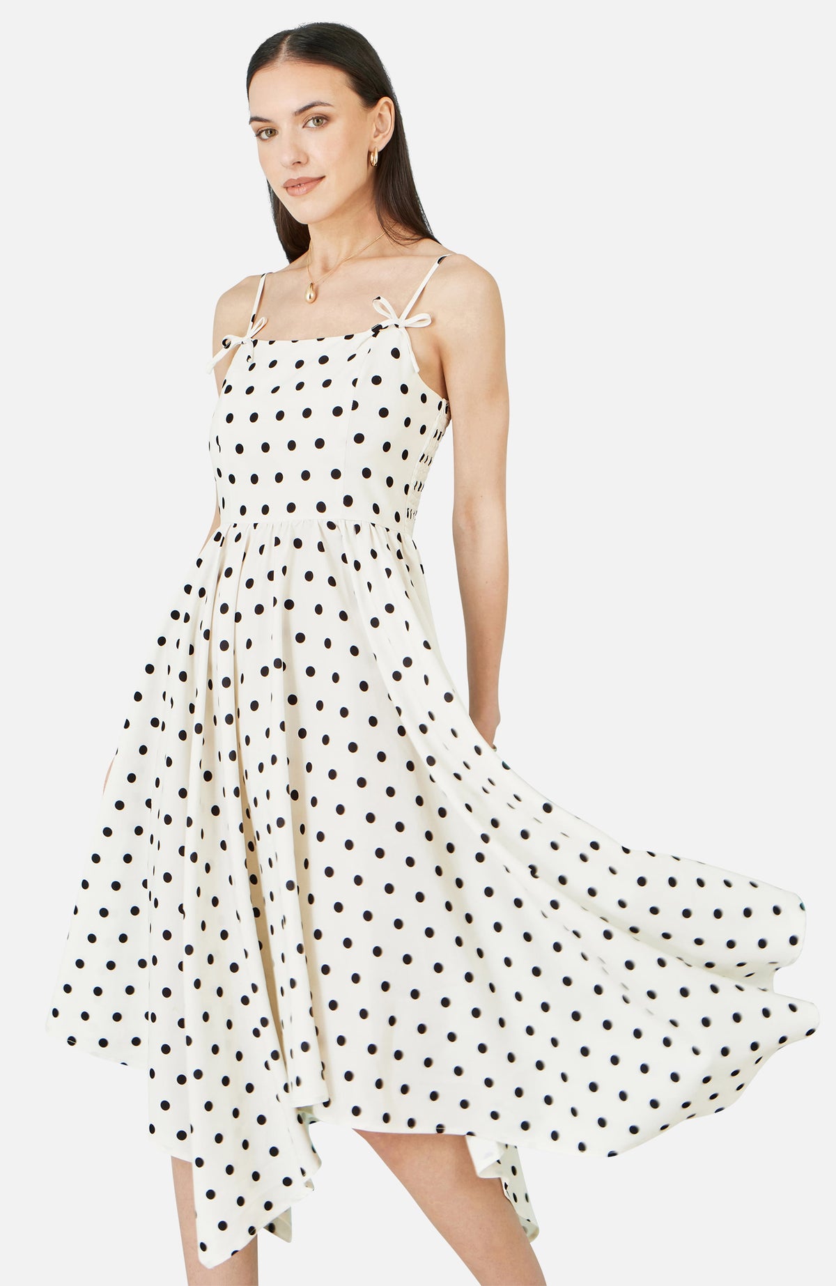 thumbnail image 4 of Yumi Square Neck Hankerchief Hem Dress - White, 4, 4 of 5