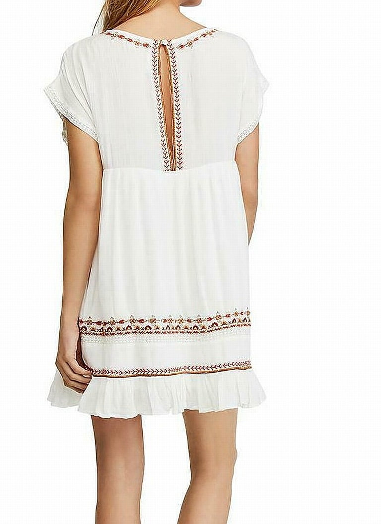 thumbnail image 2 of FREE PEOPLE Womens White Printed Short Sleeve Mini Shift Dress Juniors Size: L, 2 of 3