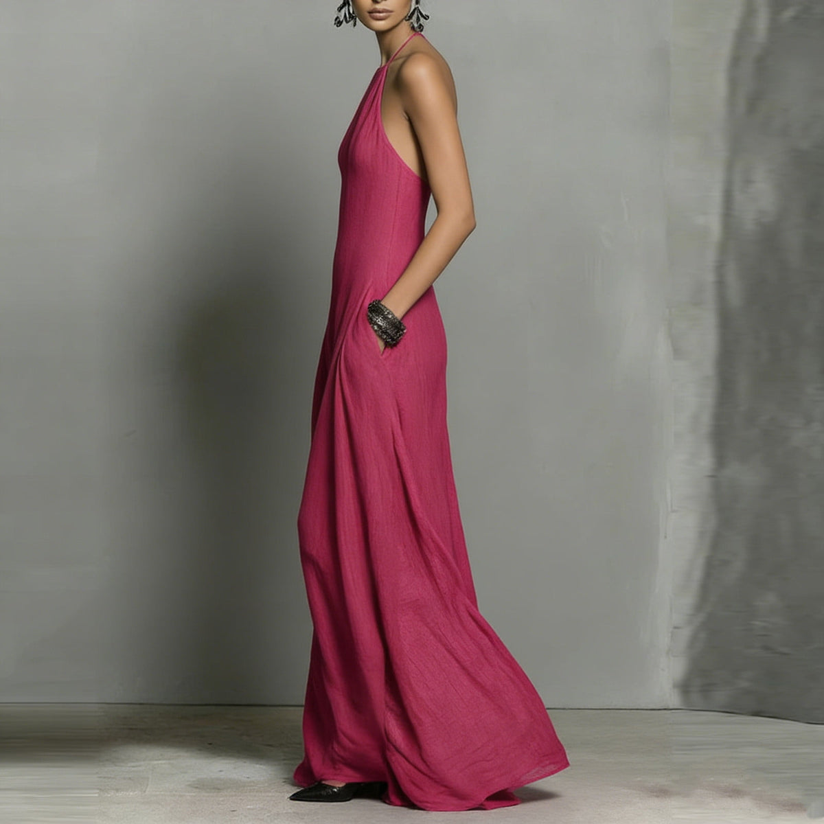 thumbnail image 5 of Uootdi Maxi Dresses for Women Halter Neck Sleeveless Backless Dresses Flowy Elegant Formal Party Long Dresses Gift, 5 of 6