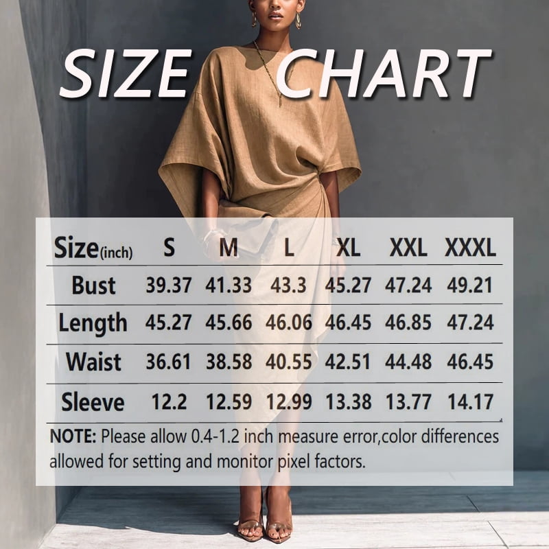 thumbnail image 4 of Morttic Women's Batwing Sleeve Solid Color Crew Neck Ruched Waist Irregular Hem Formal Midi Dress Chic for Vacation Party Khaki，S, 4 of 4