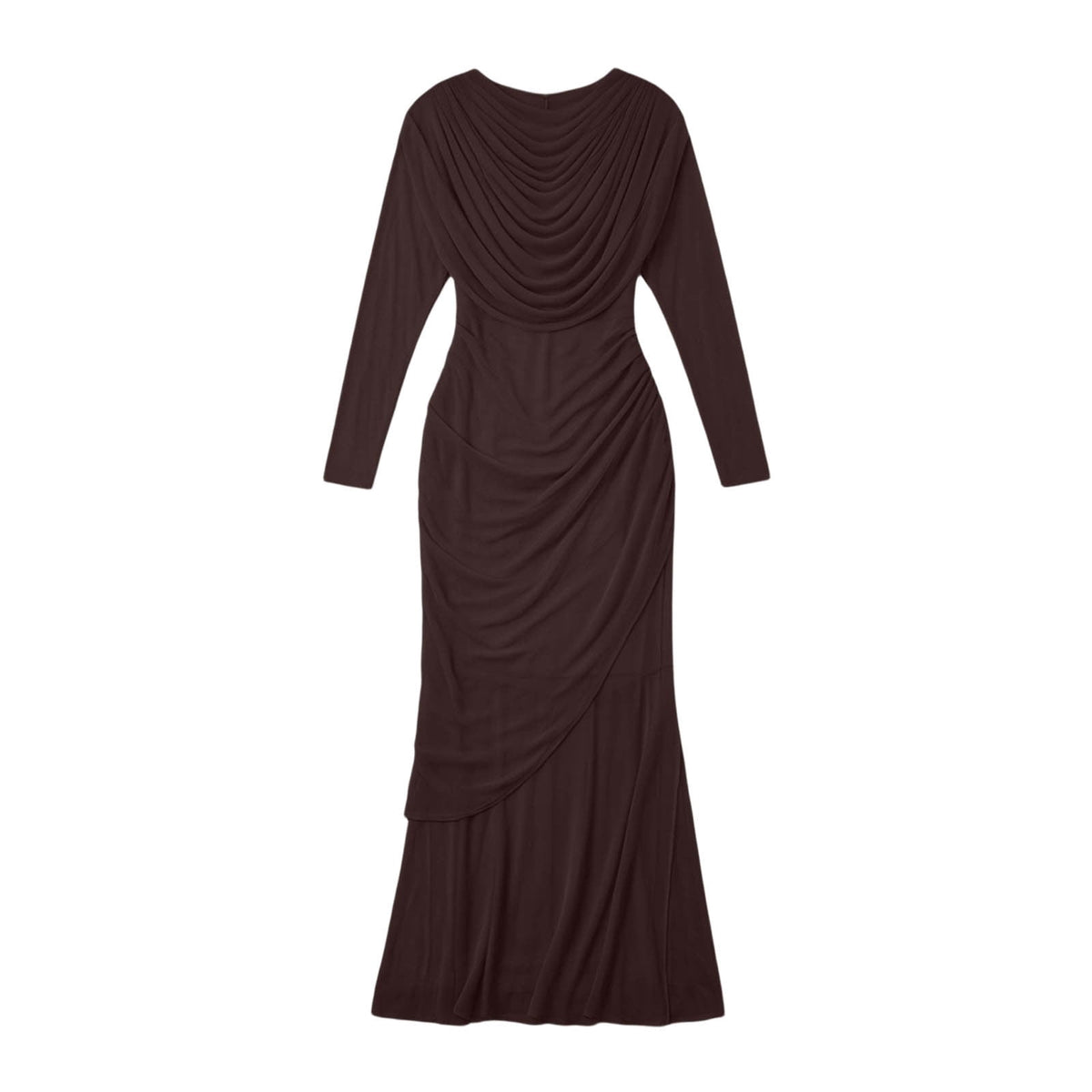 thumbnail image 4 of Glisme Dresses For Women Crewneck Solid Color Long Sleeve Midi Dresses Leisure Ladies Clothing Coffee, 4 of 4