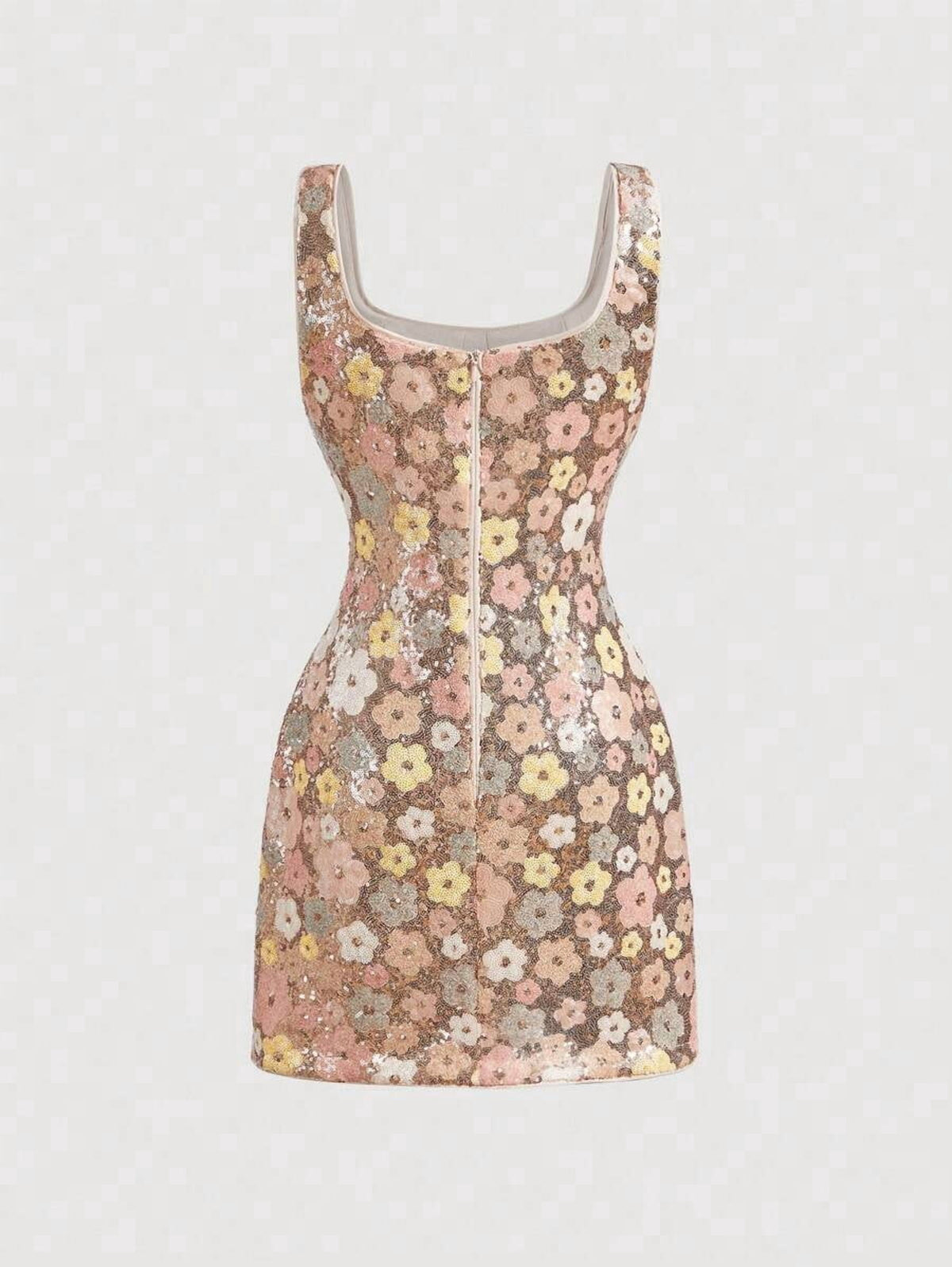 thumbnail image 6 of Hot Pink Floral Sequin Bodycon Mini Dress With Side Slit, 6 of 8
