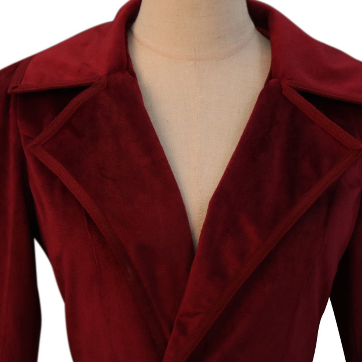 thumbnail image 6 of HEVRJEWJD Women Elegant Asymmetric Long Velvet Coat Lightweight Slim Fit Casual Jacket for Halloween Christmas Cosplay Court Style Dress Up Red S, 6 of 9